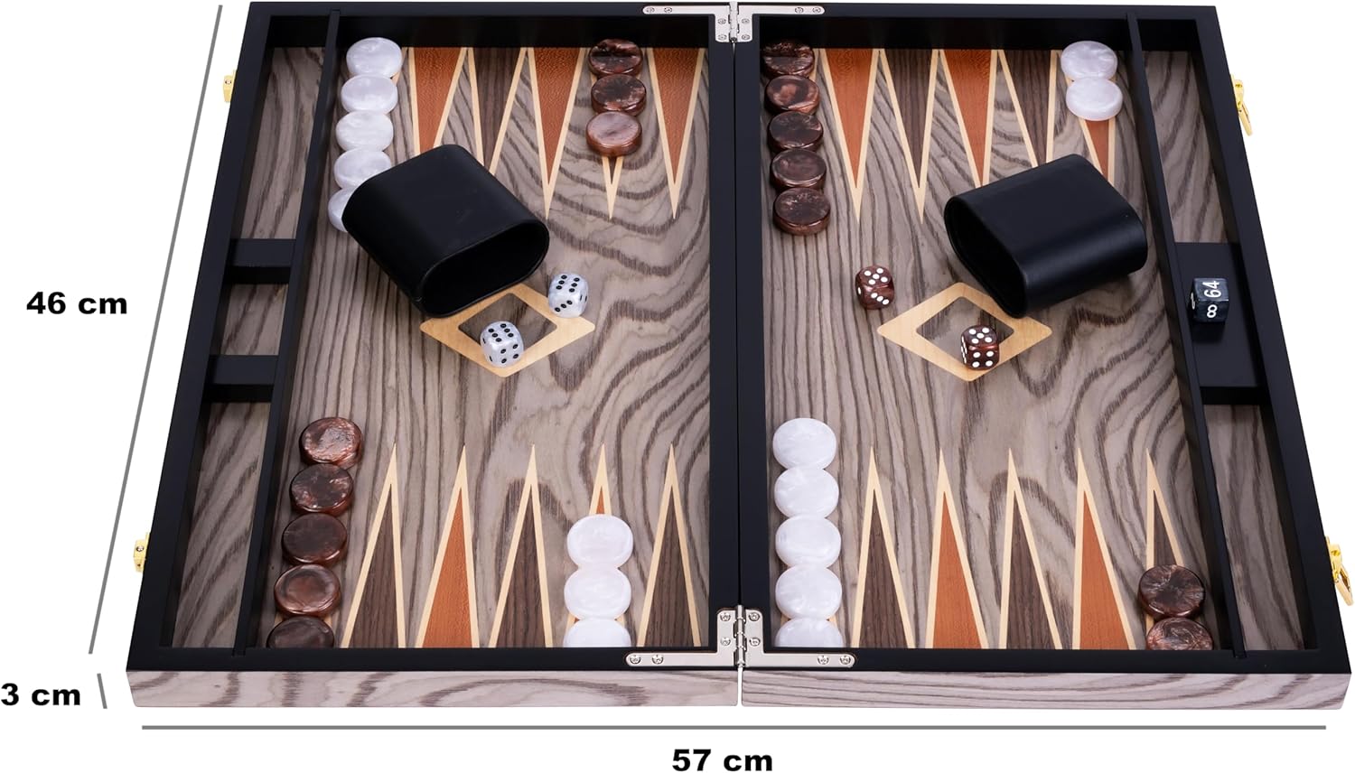 Engelhart Backgammon Deluxe 18 Pollici, Grigio - immagine 3