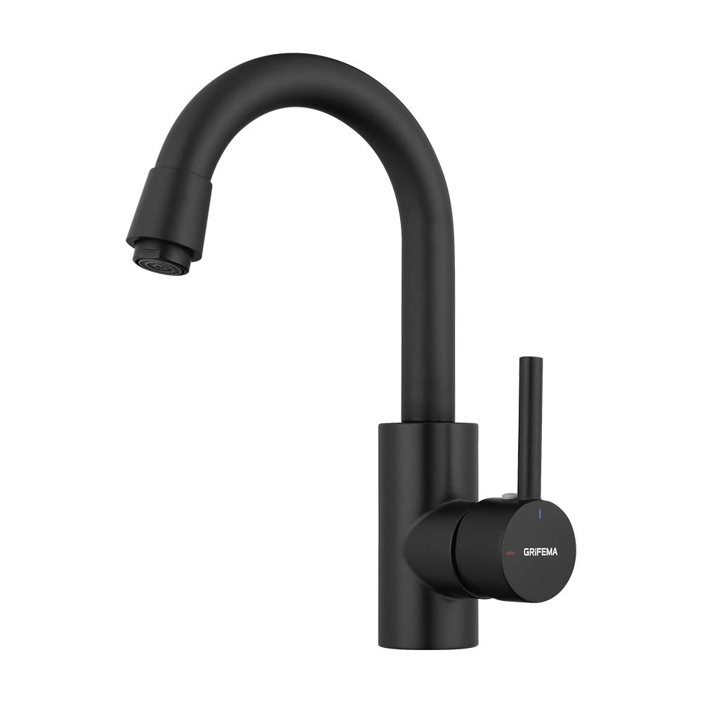 Grifema Rubinetto Lavabo Bagno Nero Opaco G1002B