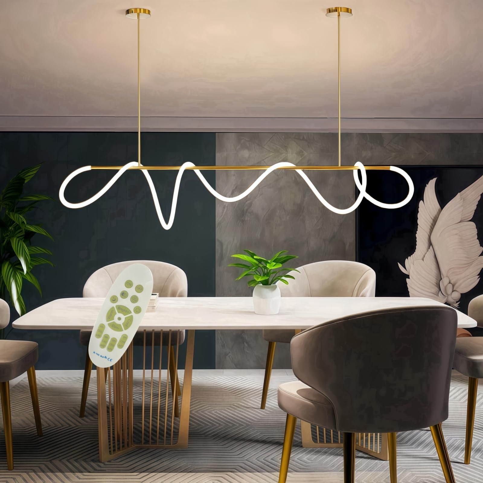 Jsz Lampada Sospensione LED Dimmerabile Lineare 41W, Oro