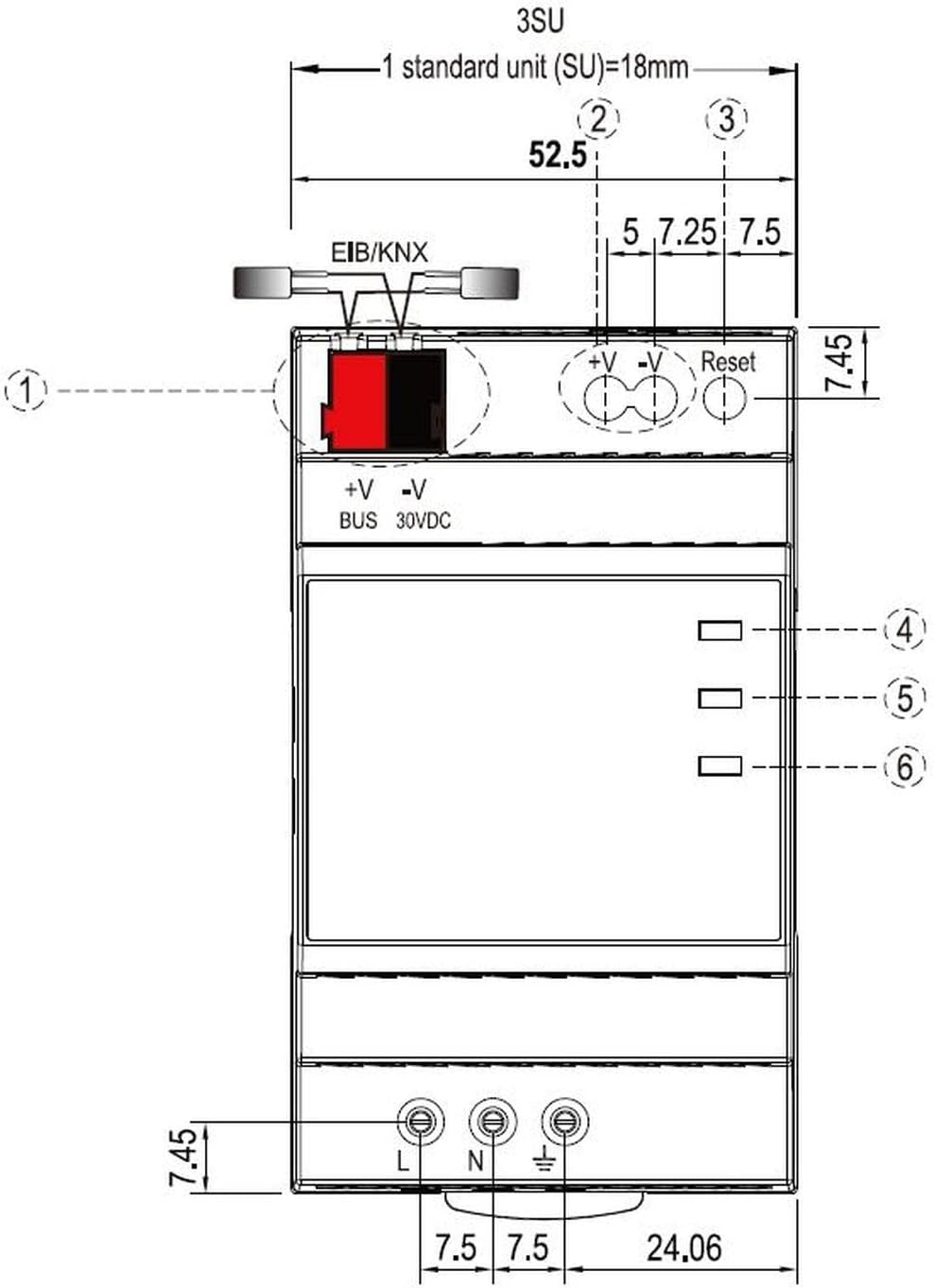 MeanWell KNX-20E-640 - Alimentatore LED 19,2W 640mA 30V KNX - immagine 2