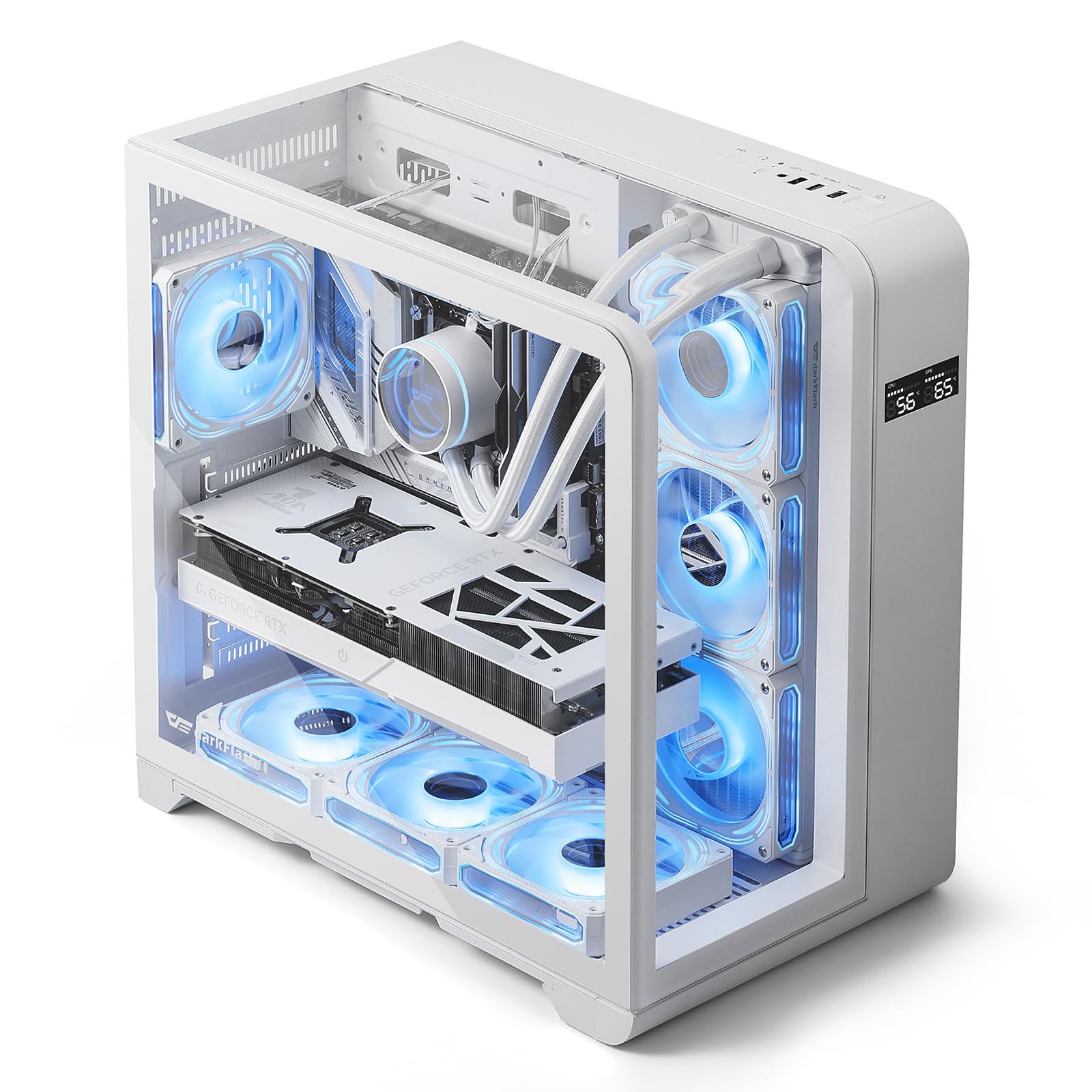 Darkflash Case PC Mid-Tower ATX con Schermo, Bianco (L280)