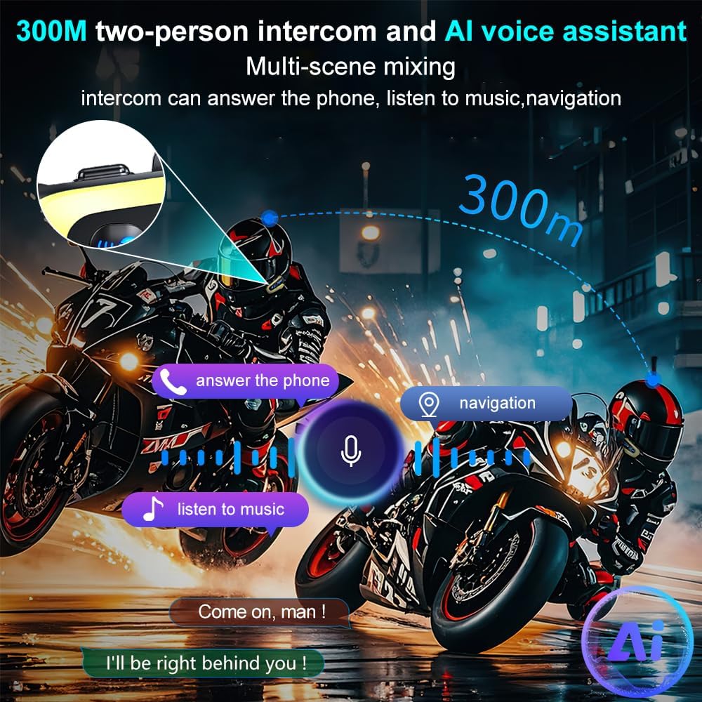Obest Interfono Moto Bluetooth 5.4 300m - immagine 3