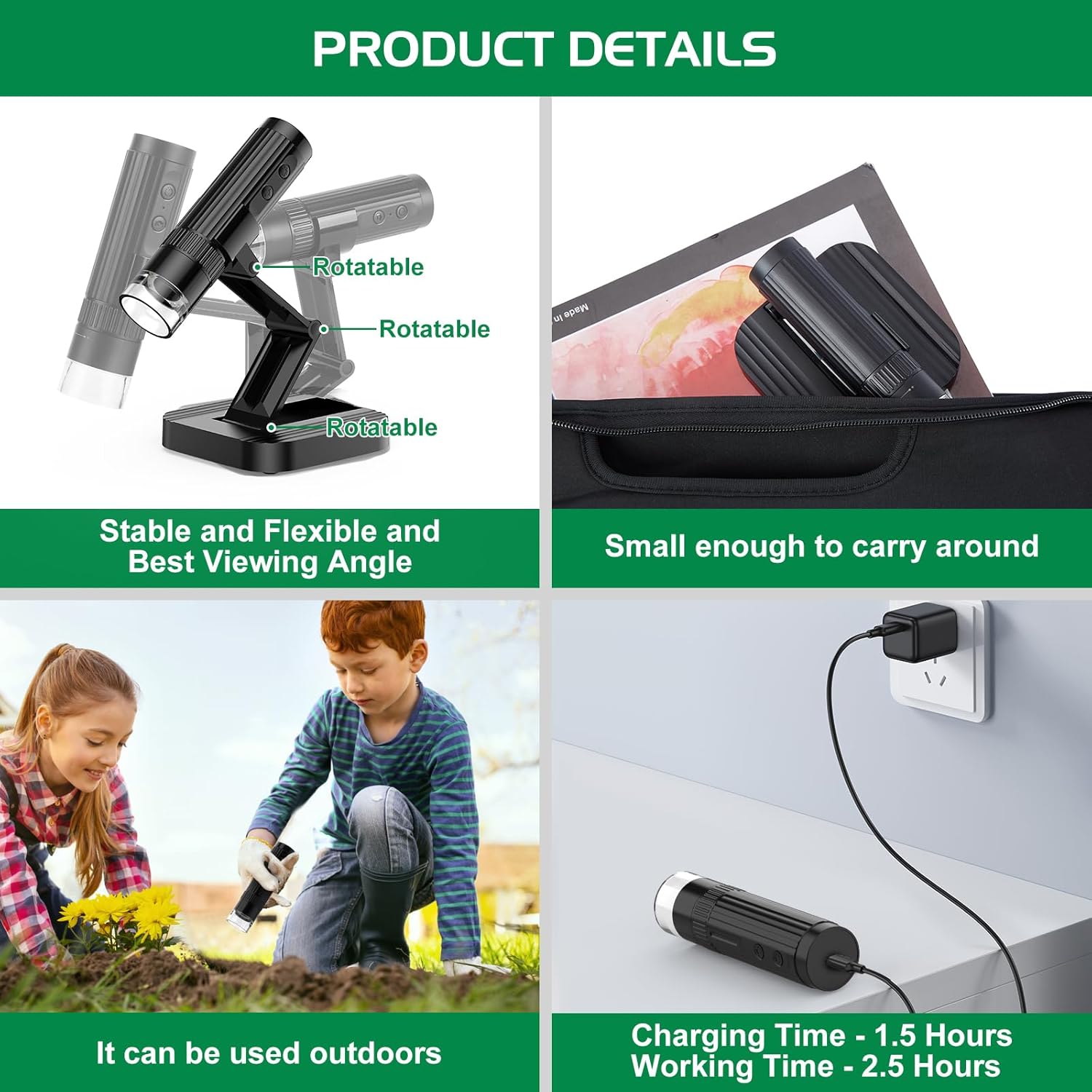 Wadeo Microscopio Digitale Portatile 1080P HD 1000X - immagine 6