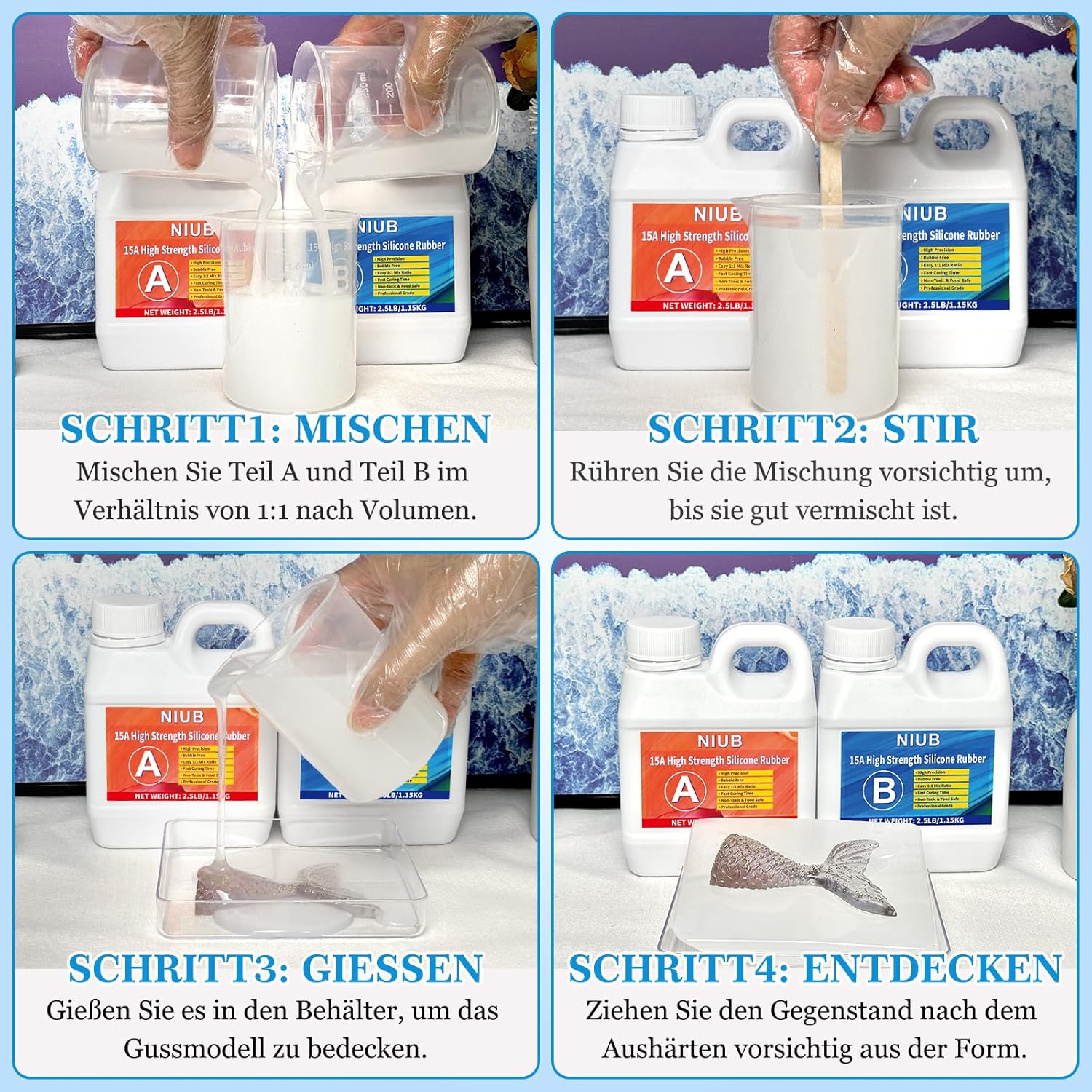 Niub 15A Kit Silicone Stampaggio - Gomma Fluida 4,25KG - immagine 4