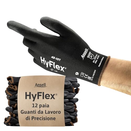 Ansell HyFlex 48-101 Guanti da Lavoro Sottili - 12 Paia