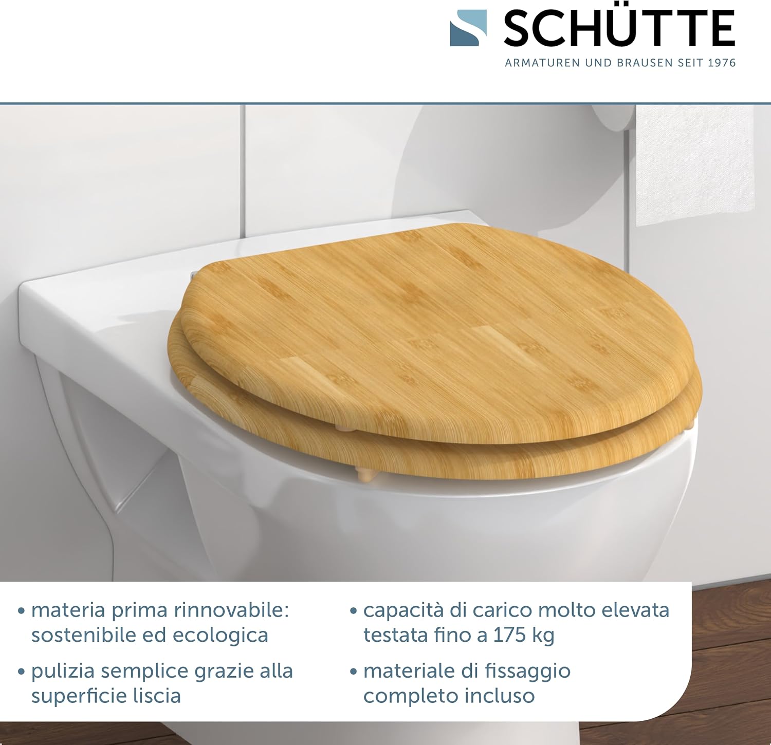 Schütte 81001-A Sedile WC in Bamboo Solido - immagine 2