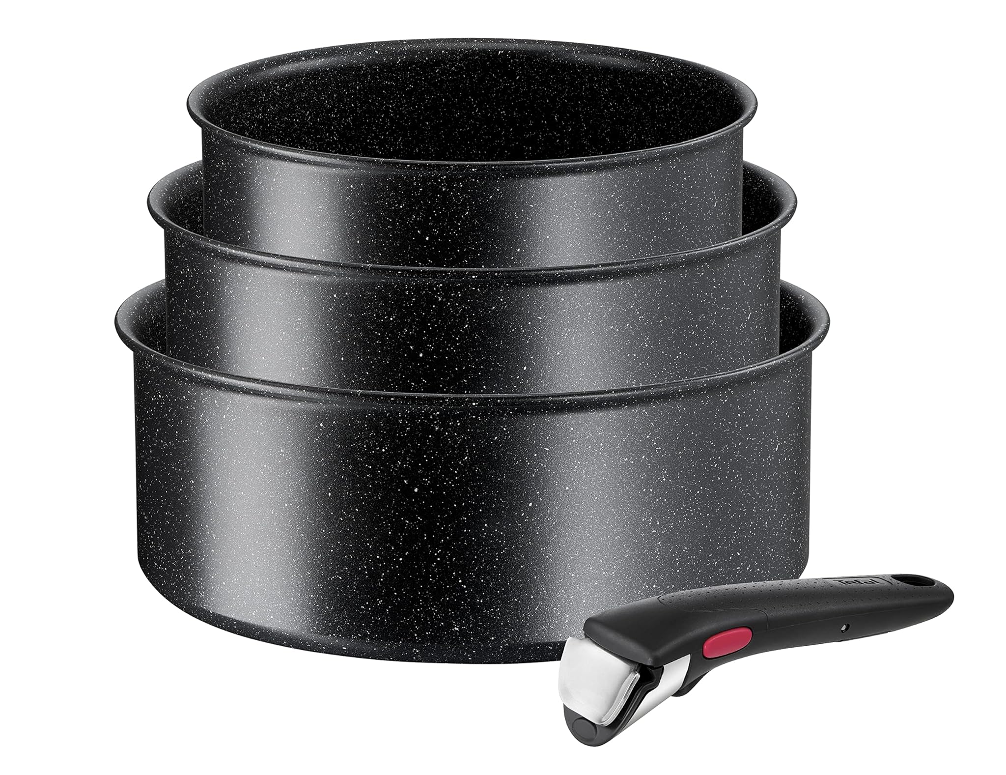 Tefal Ingenio Black Stone L39996 - Set 4 Casseruole Nere