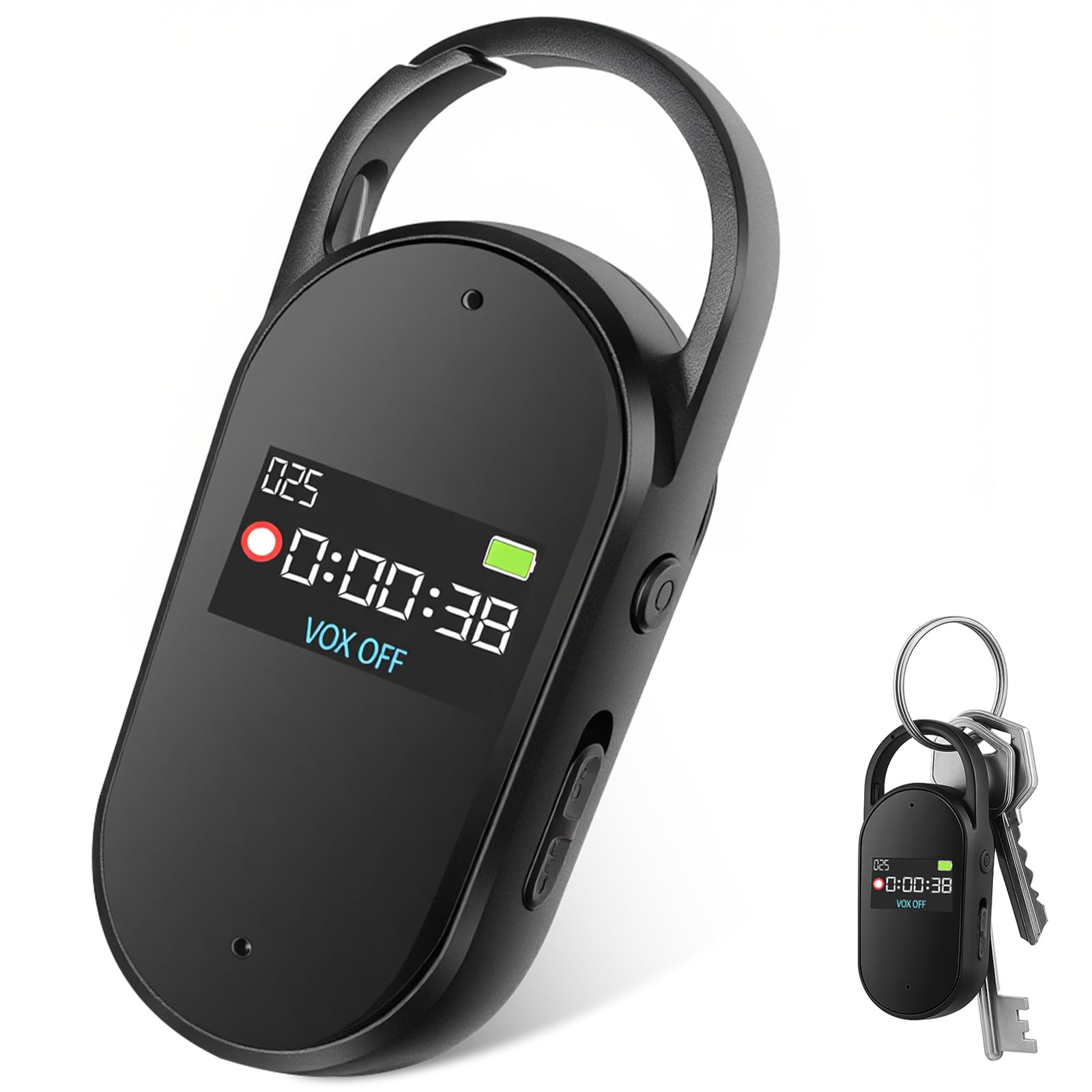 Registratore Vocale Portatile 64GB con Attivazione Vocale, Black