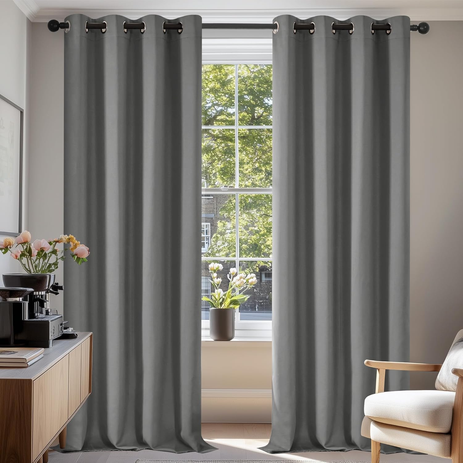Deconovo Tende Oscuranti Termiche 140x260cm - 2 Pezzi, Grigio - immagine 1