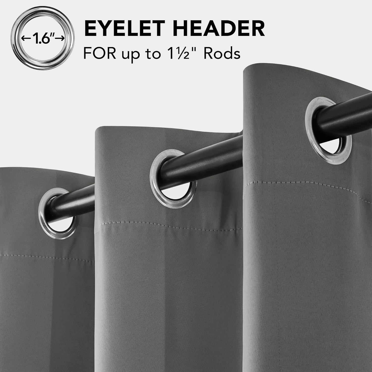 Deconovo Tende Oscuranti Termiche 140x260cm - 2 Pezzi, Grigio - immagine 5