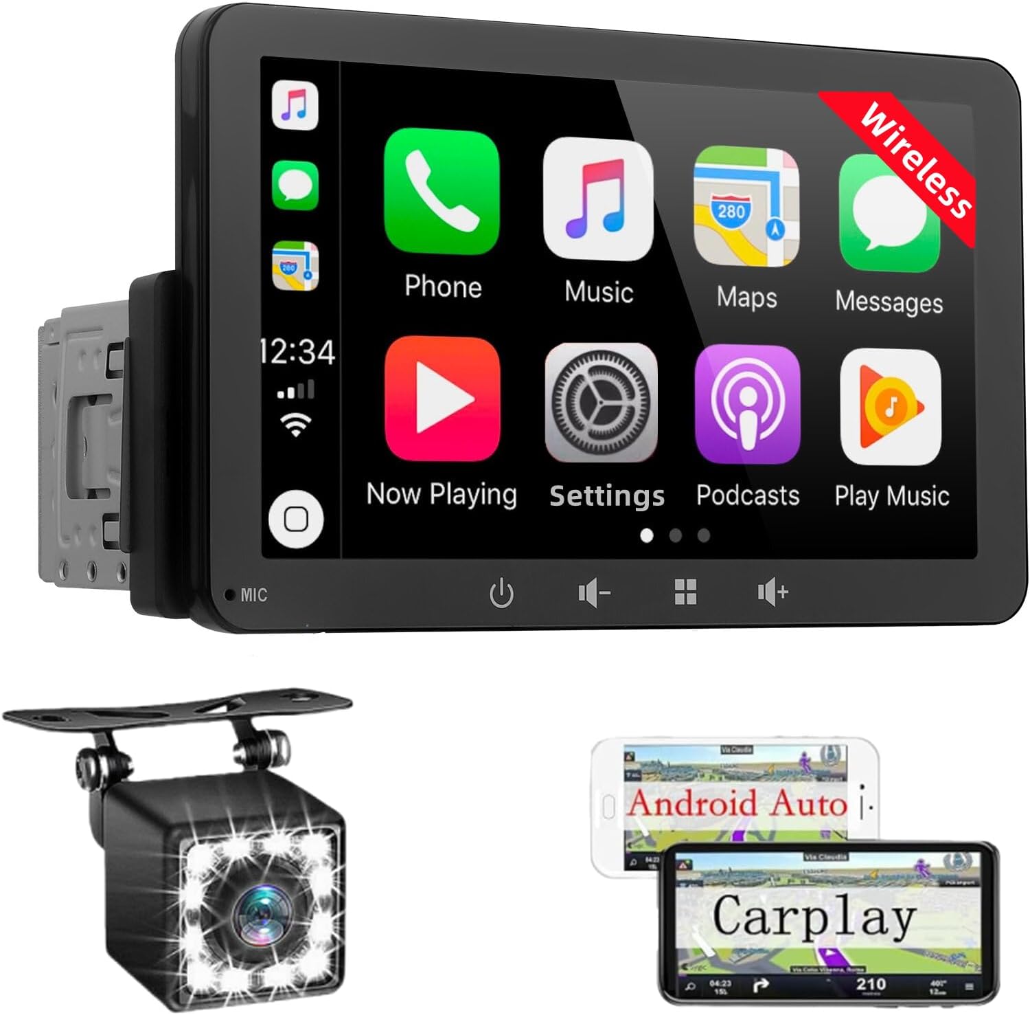 Autoradio 1 DIN con Wireless Carplay & Android Auto - immagine 1