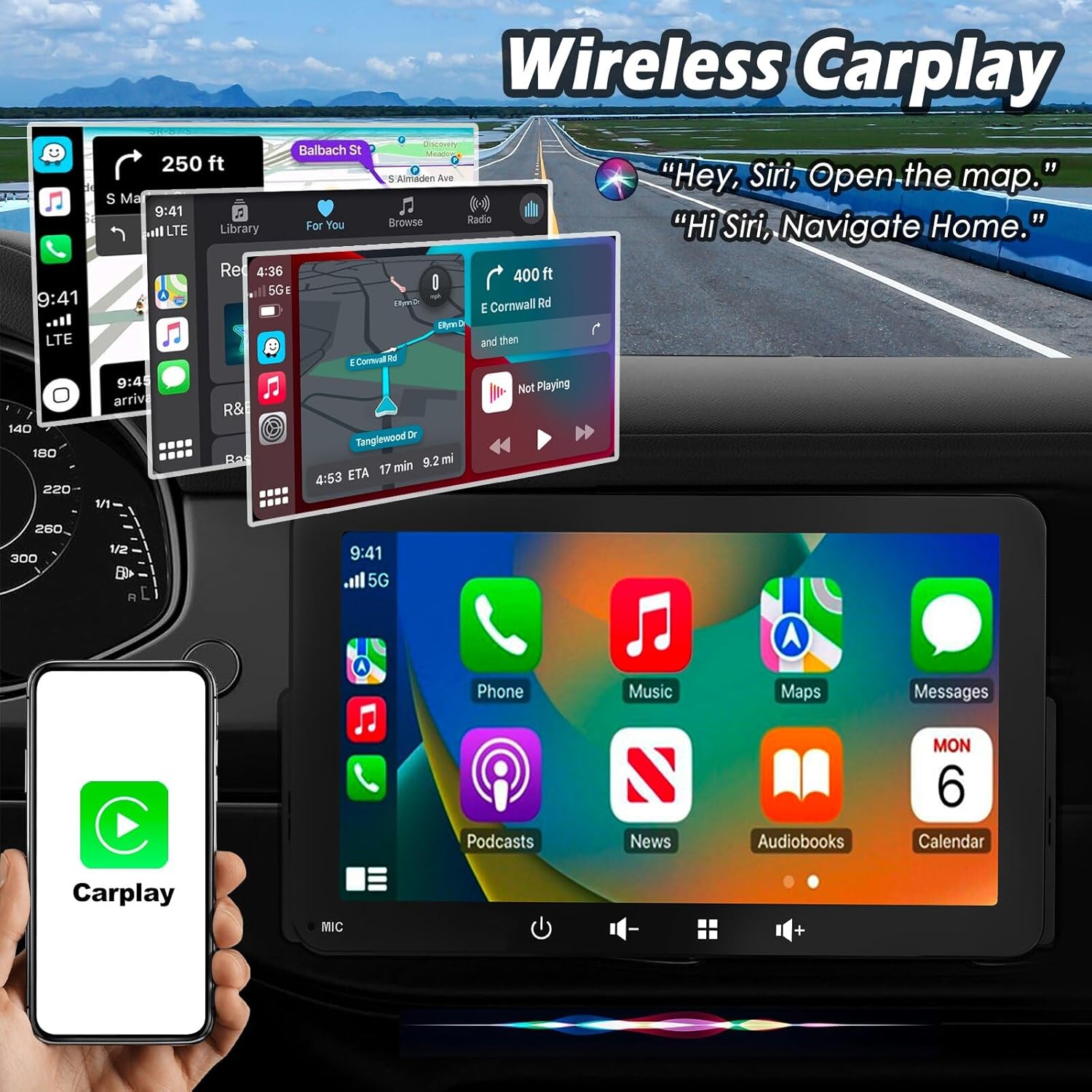 Autoradio 1 DIN con Wireless Carplay & Android Auto - immagine 2