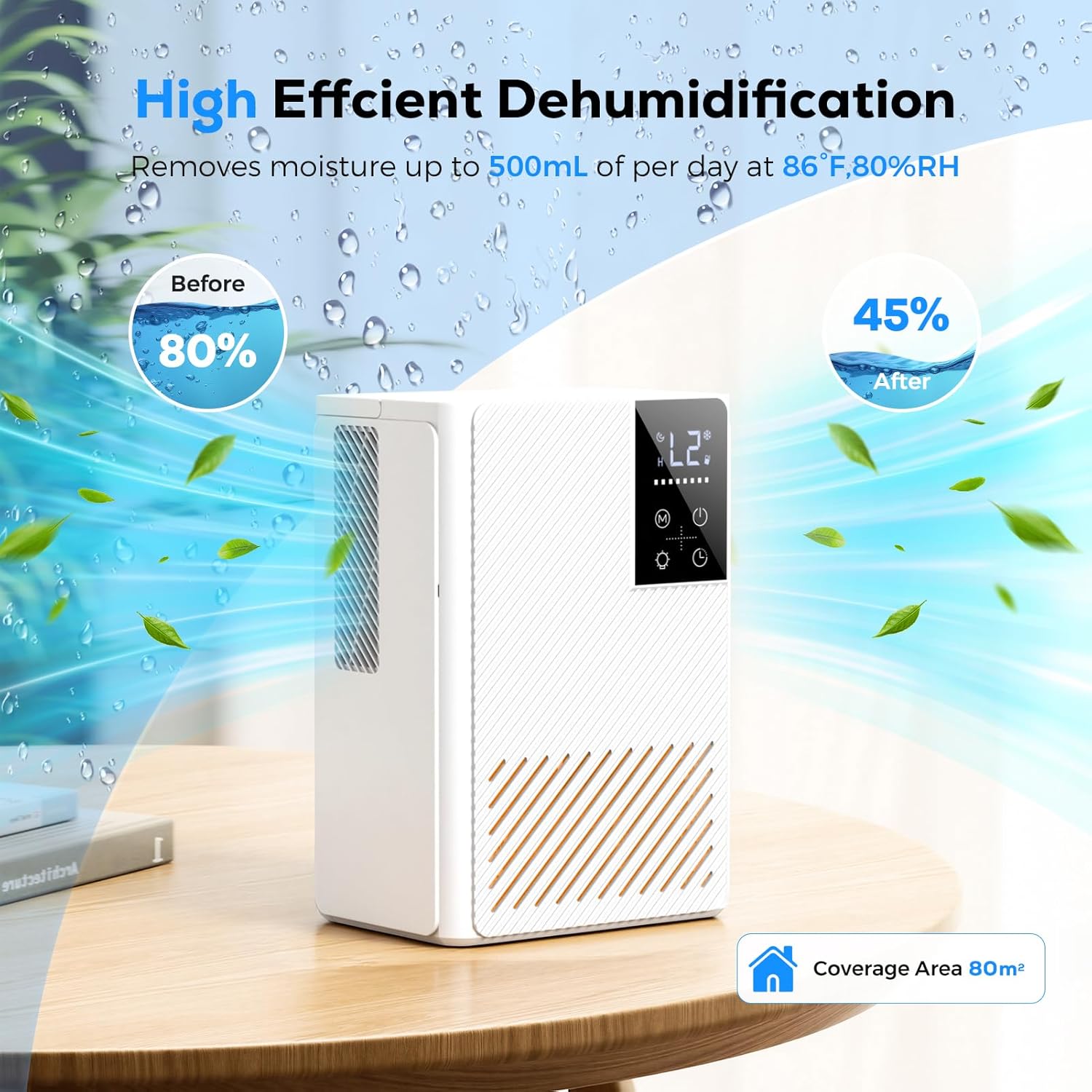 Deumidificatore 2500ML Silenzioso con Comandi Touch - immagine 3