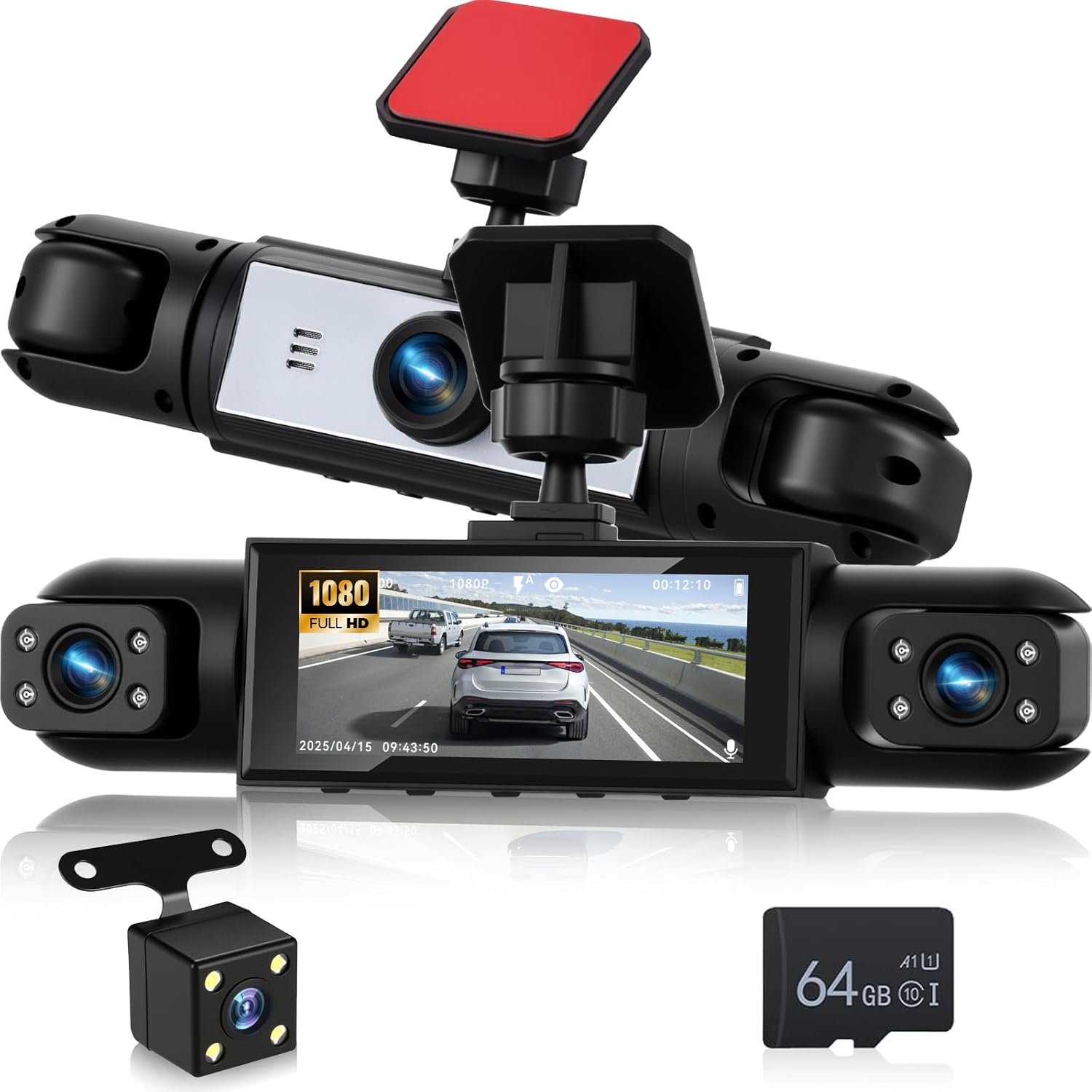 Nhopeew Dashcam 4 Canali Anteriore e Posteriore 3,16" - immagine 1