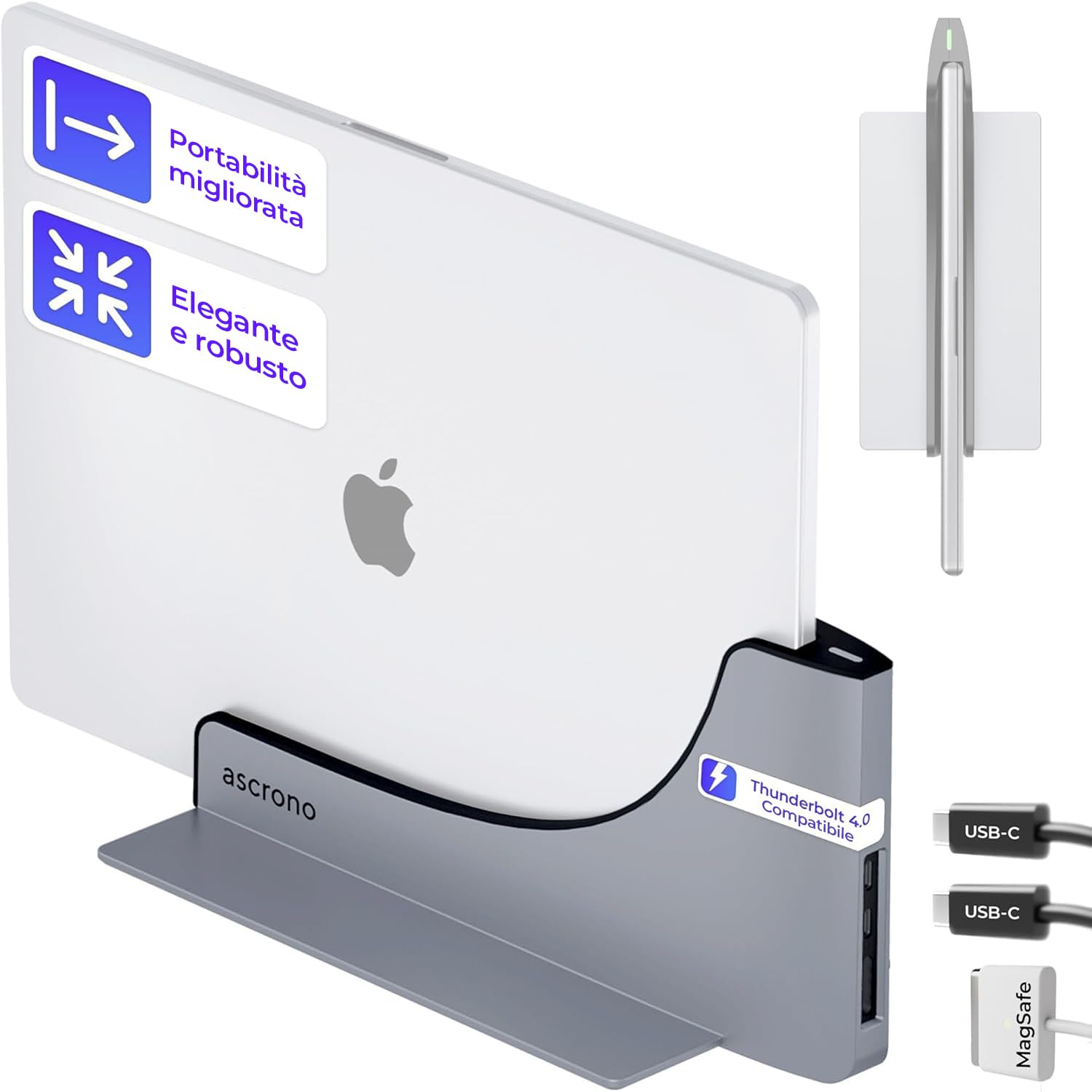 Ascrono Hub Docking Station Verticale per MacBook Air 13