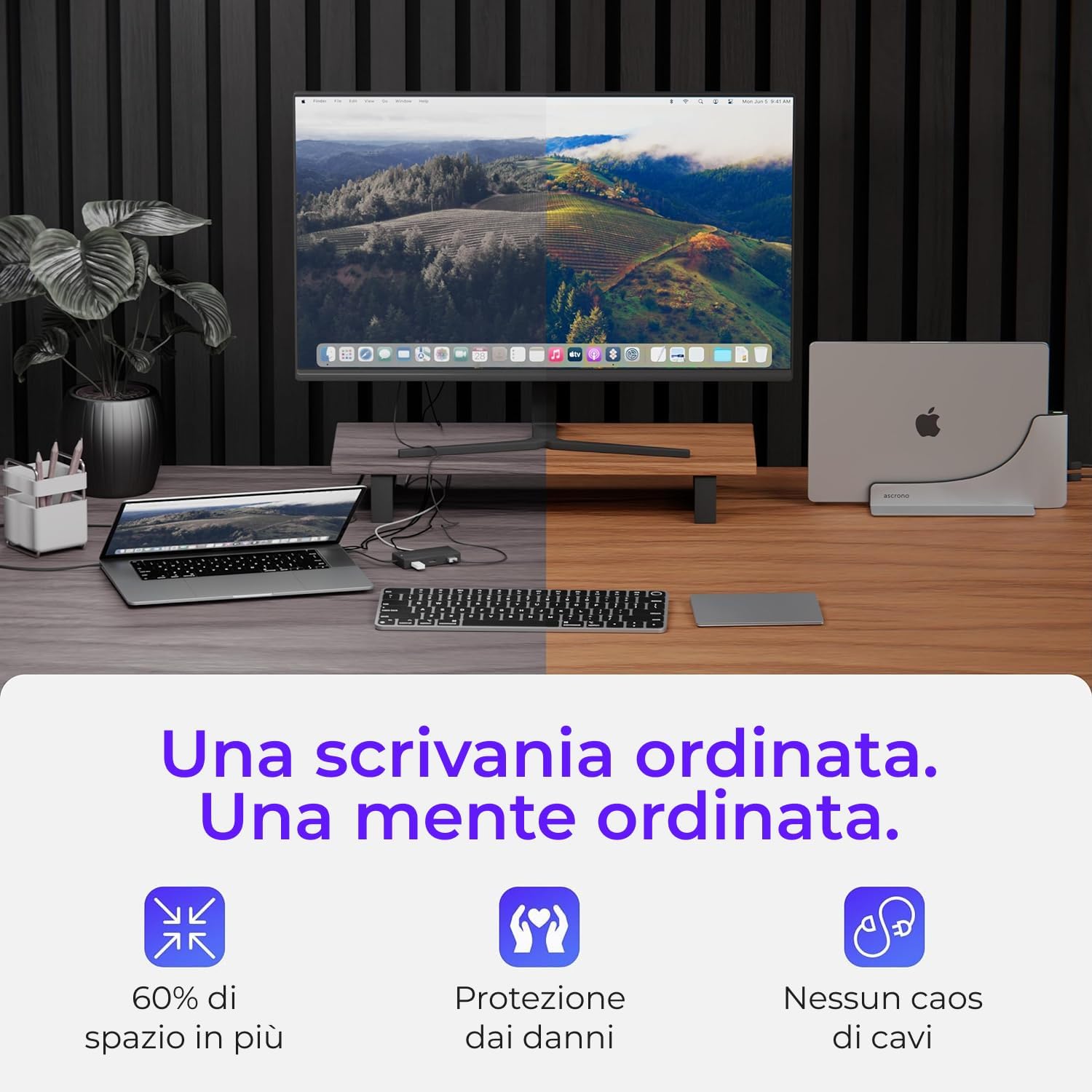 Ascrono Hub Docking Station Verticale per MacBook Air 13 - immagine 3