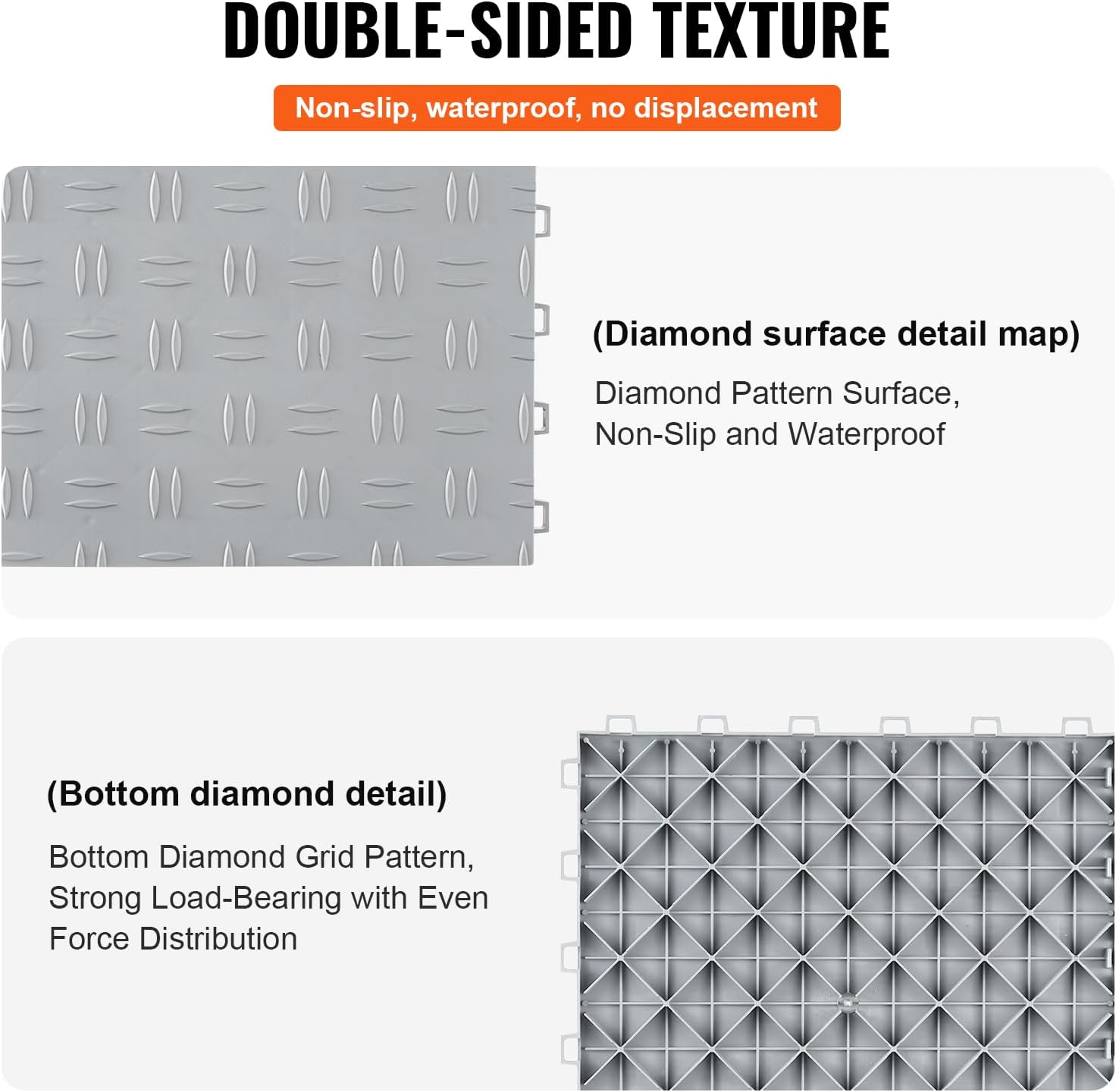 Vevor Piastrelle per Garage ad Incastro, 50 Pezzi, Argento - immagine 4