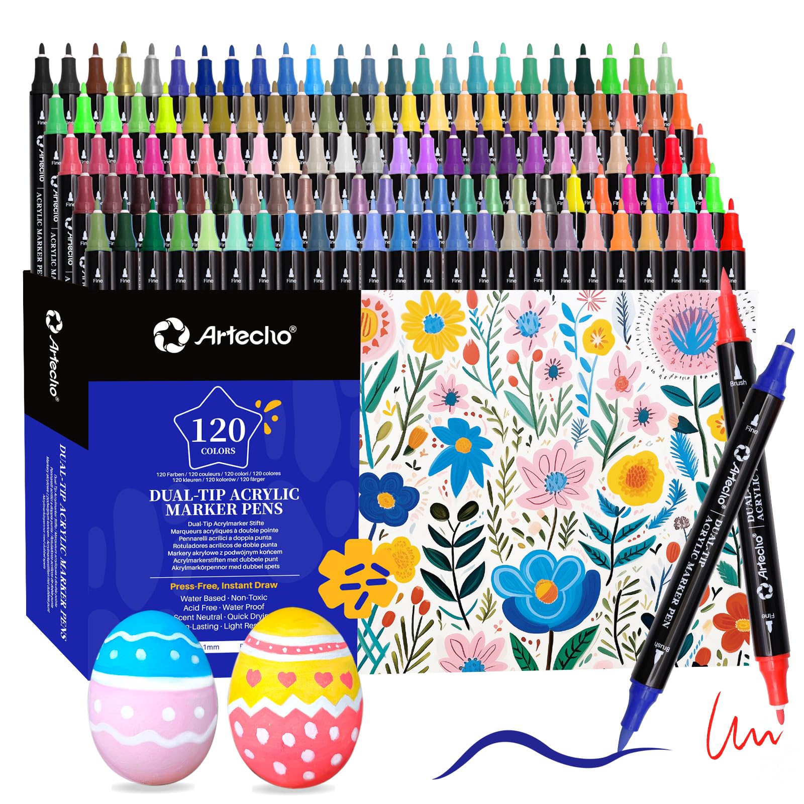 Artecho Pennarelli Acrilici Doppia Punta 120 Colori