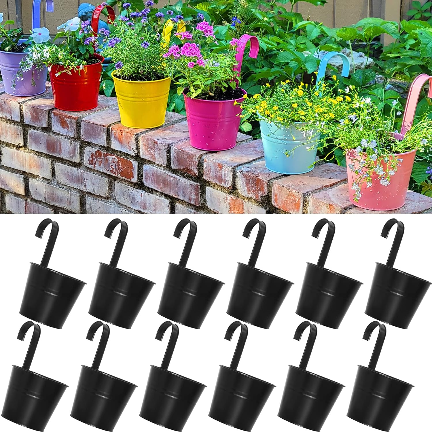 ARTKETTY Vaso da Fiori in Metallo 16cm, Nero (12 pz)