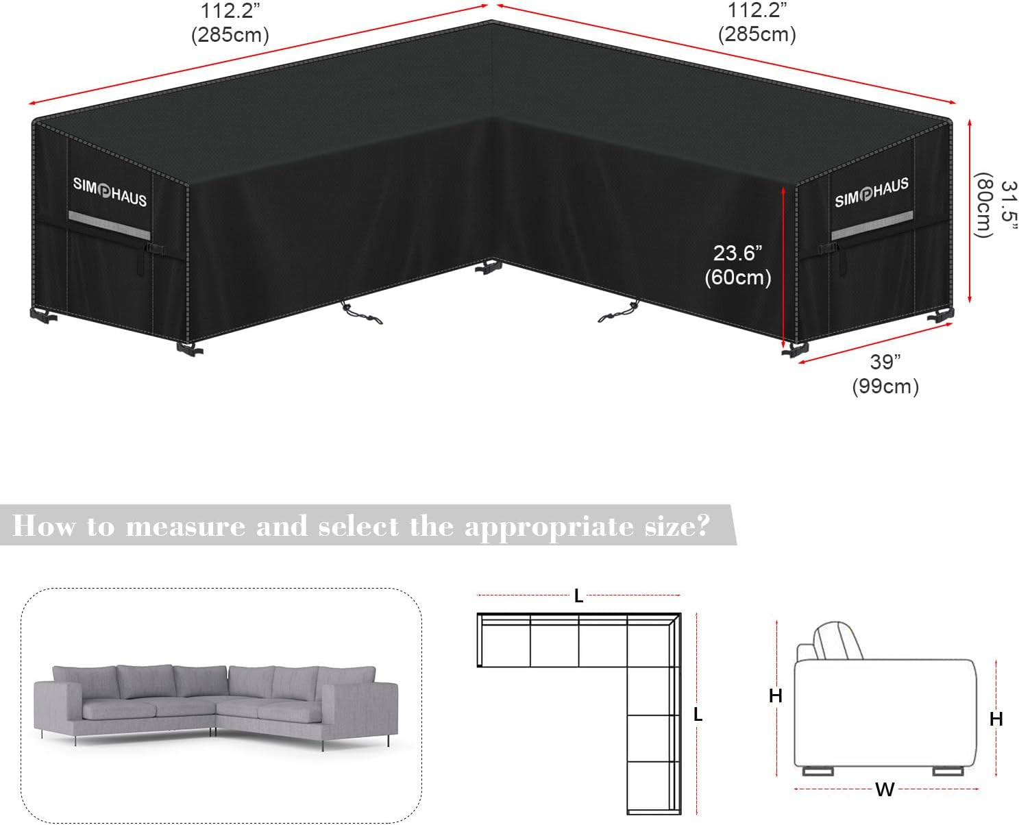 Simphaus Copertura Angolare Divano Esterno 420D - immagine 2
