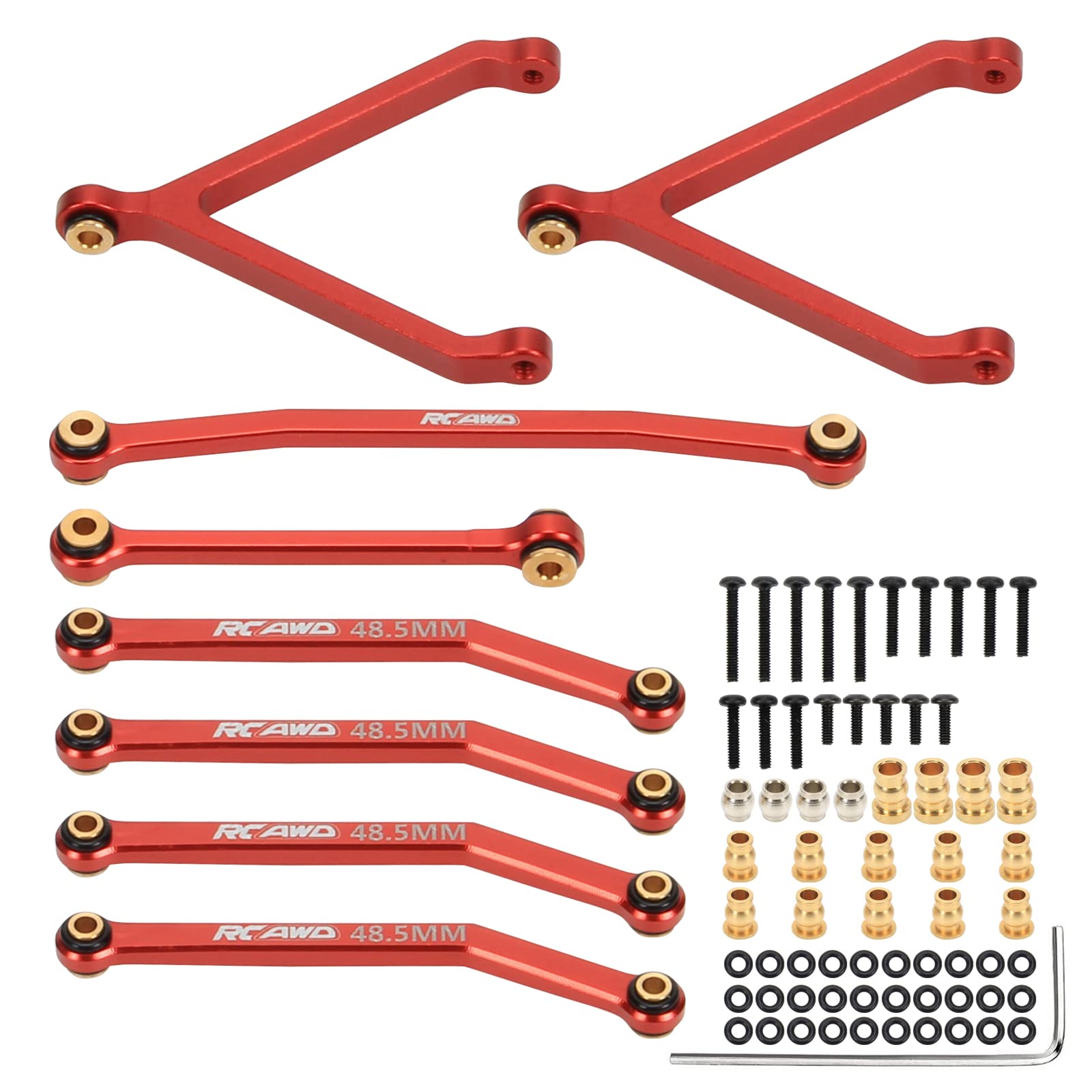 RCWAD Tirante Sterzo Lega Completa per FMS Fcx24 1/24, Rosso