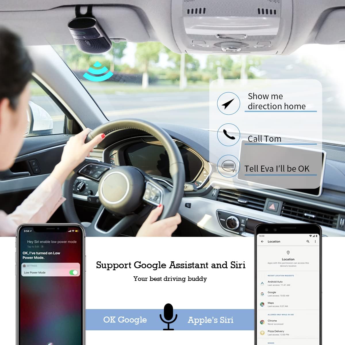 Kit Vivavoce Bluetooth 5.0 da Auto per Aletta Parasole - immagine 2