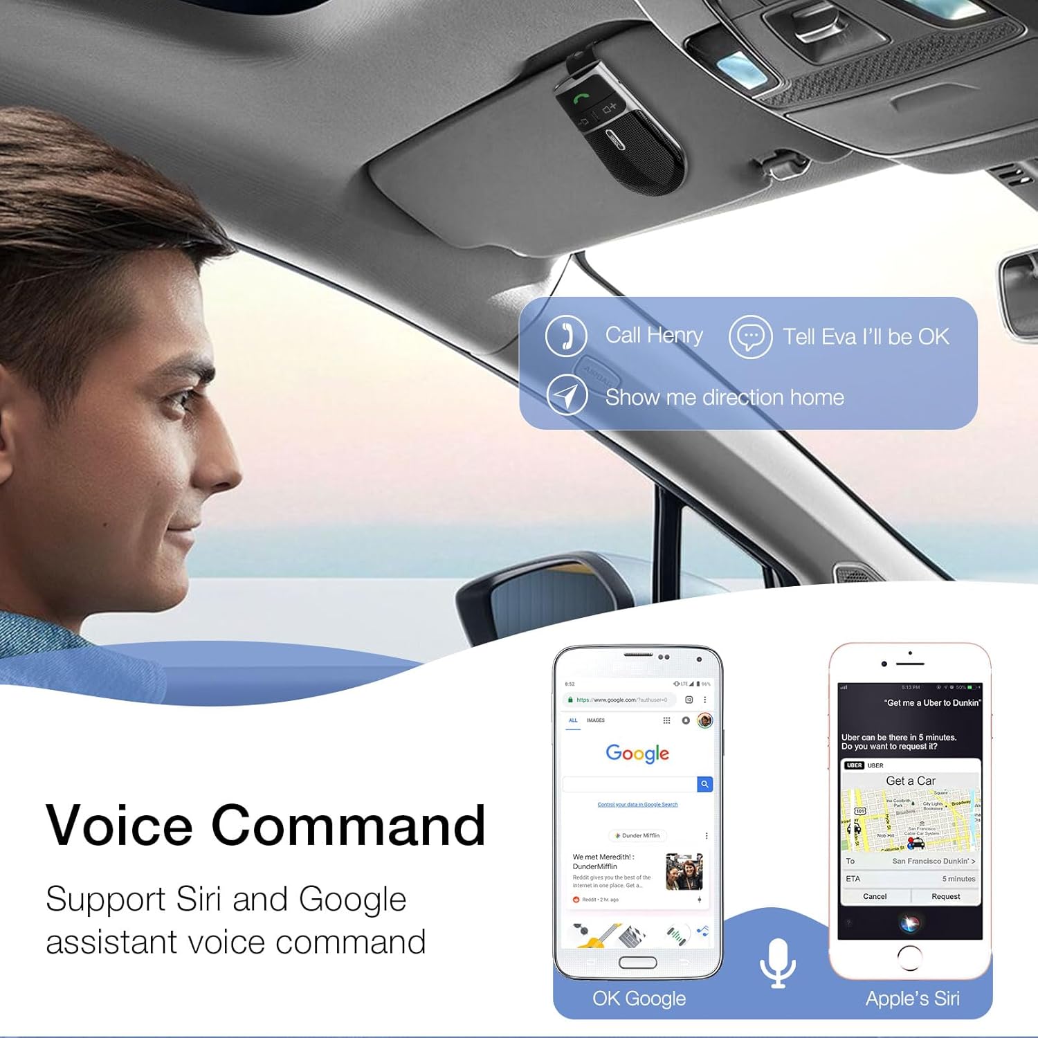 Kit Vivavoce Bluetooth 5.0 da Auto per Aletta Parasole - immagine 3