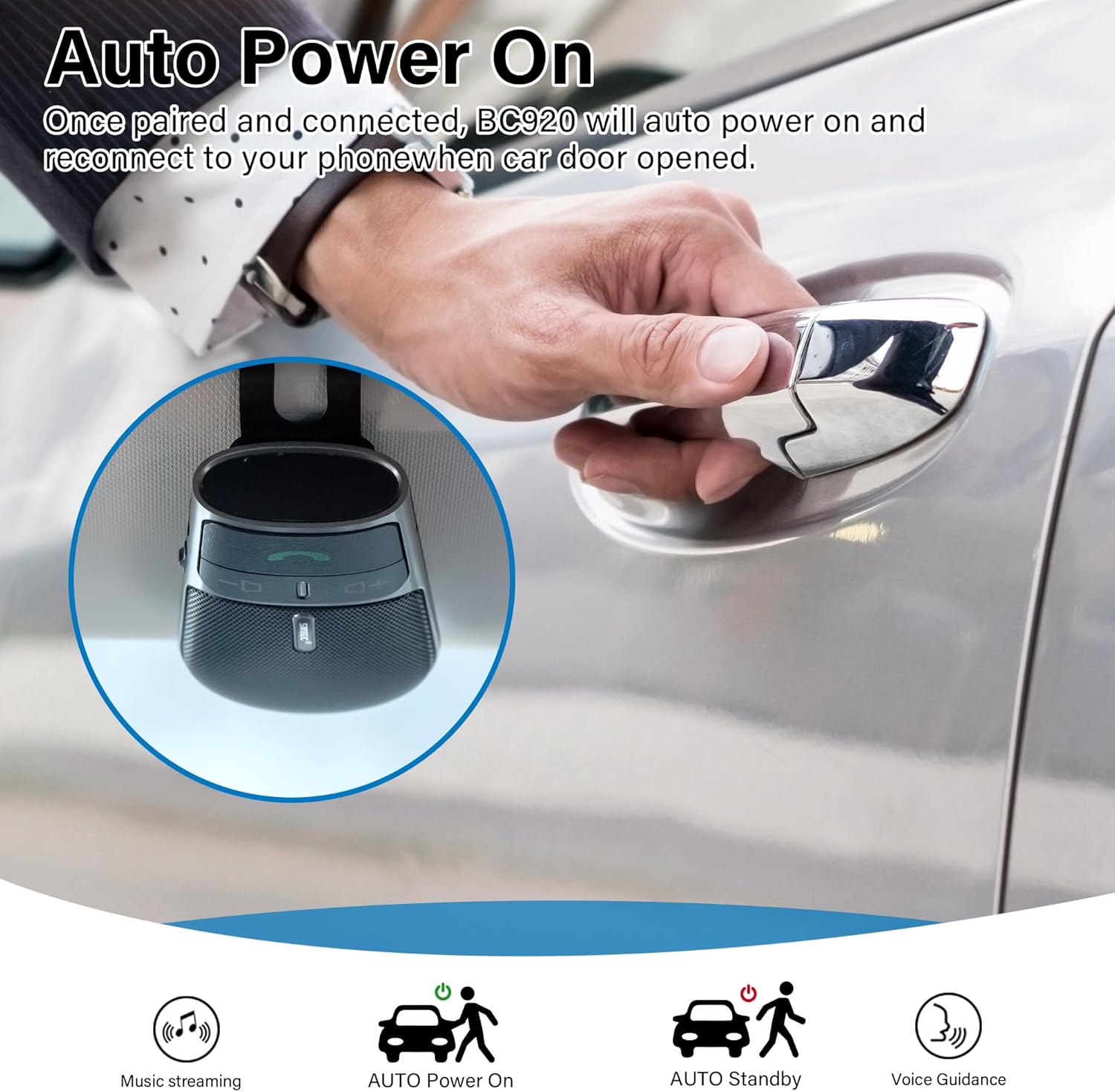 Kit Vivavoce Bluetooth 5.0 da Auto per Aletta Parasole - immagine 5