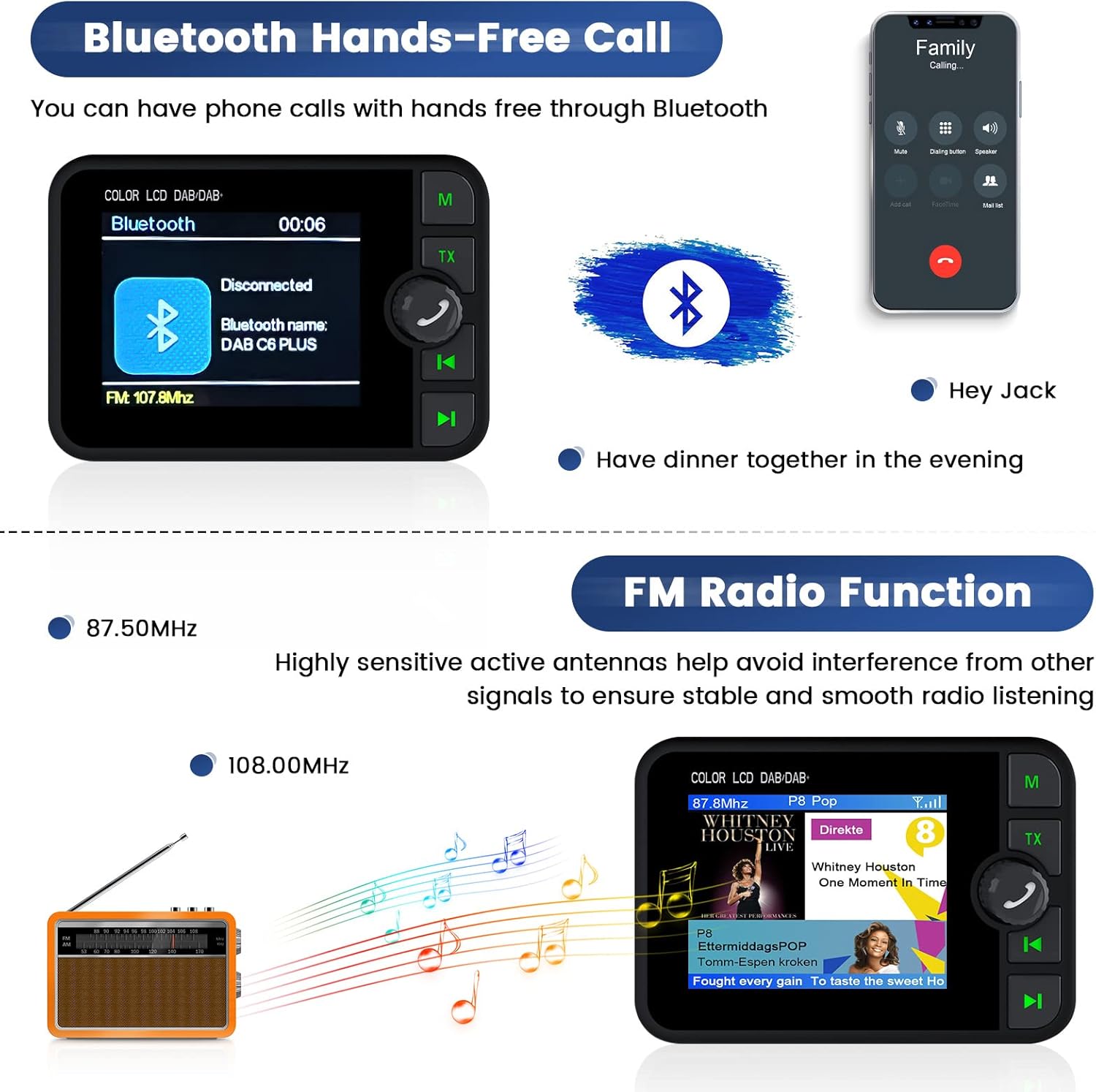 Hikity Radio DAB/DAB+ Portatile con Display LCD 2,4" - immagine 3