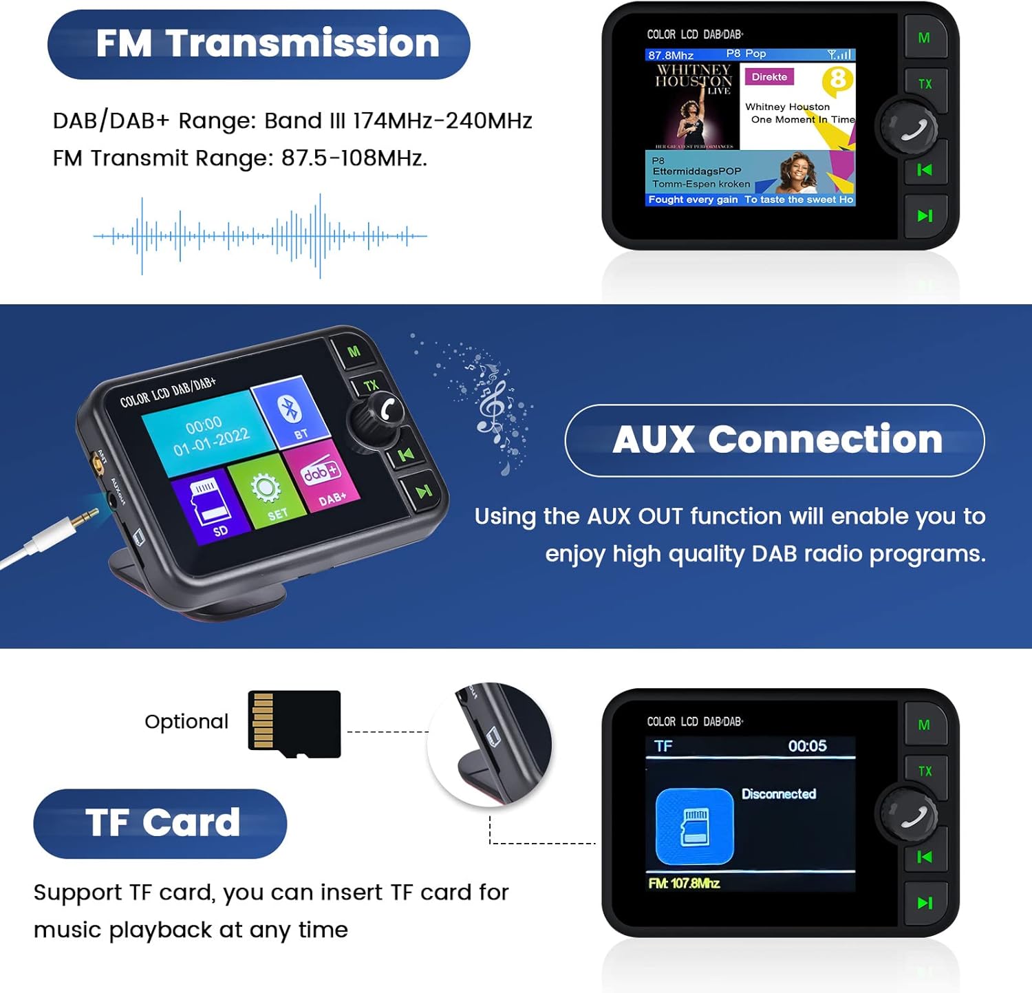 Hikity Radio DAB/DAB+ Portatile con Display LCD 2,4" - immagine 4