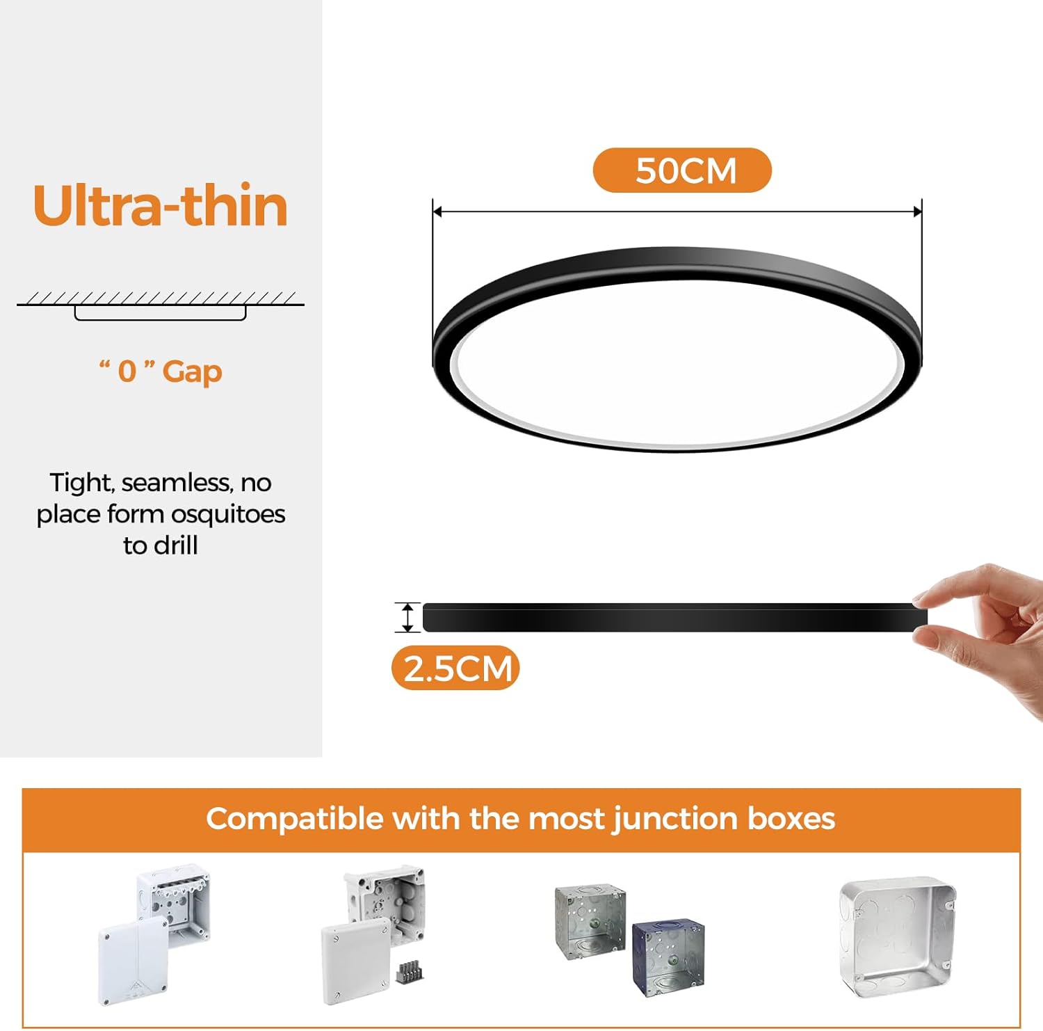 Slochi Plafoniera LED Soffitto Ø49cm Impermeabile IP44 - immagine 4