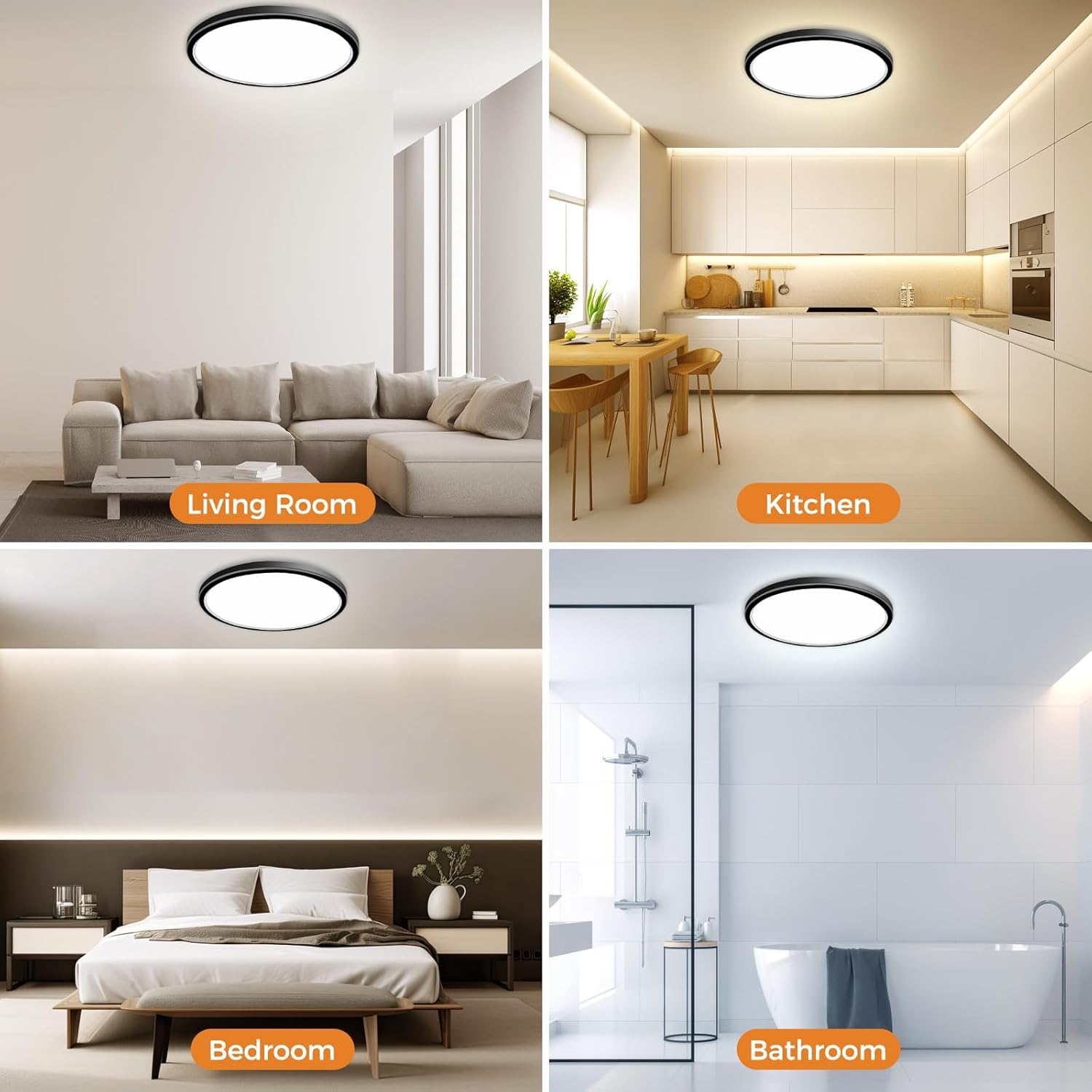 Slochi Plafoniera LED Soffitto Ø49cm Impermeabile IP44 - immagine 5