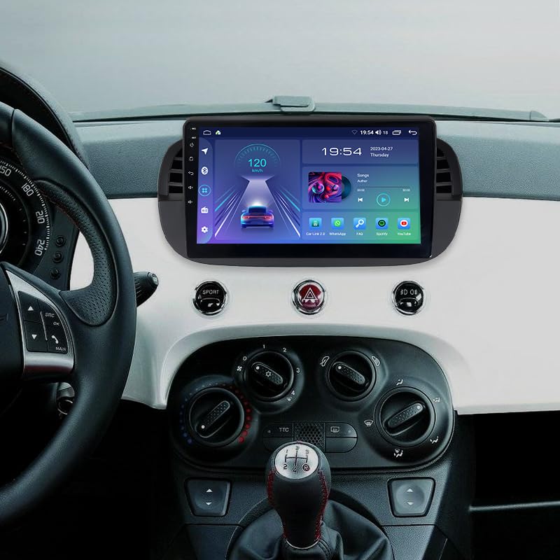 Acavica Autoradio Android 14 per Fiat 500 2007-2015, Nero