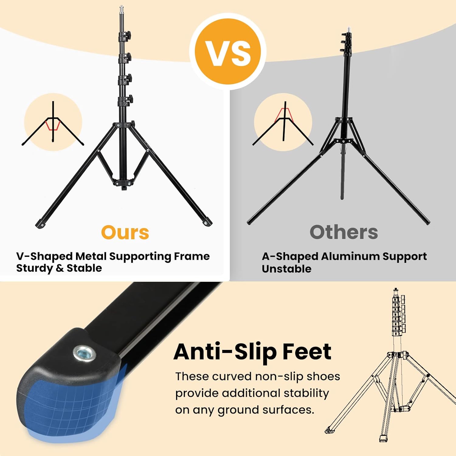 TARION Lampada Treppiede Alluminio 180cm Carico 8kg - immagine 2