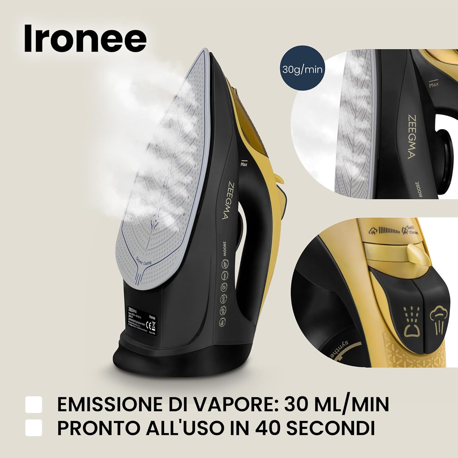 Zeegma IRONEE - Ferro da Stiro 2600W Senza Fili - immagine 3