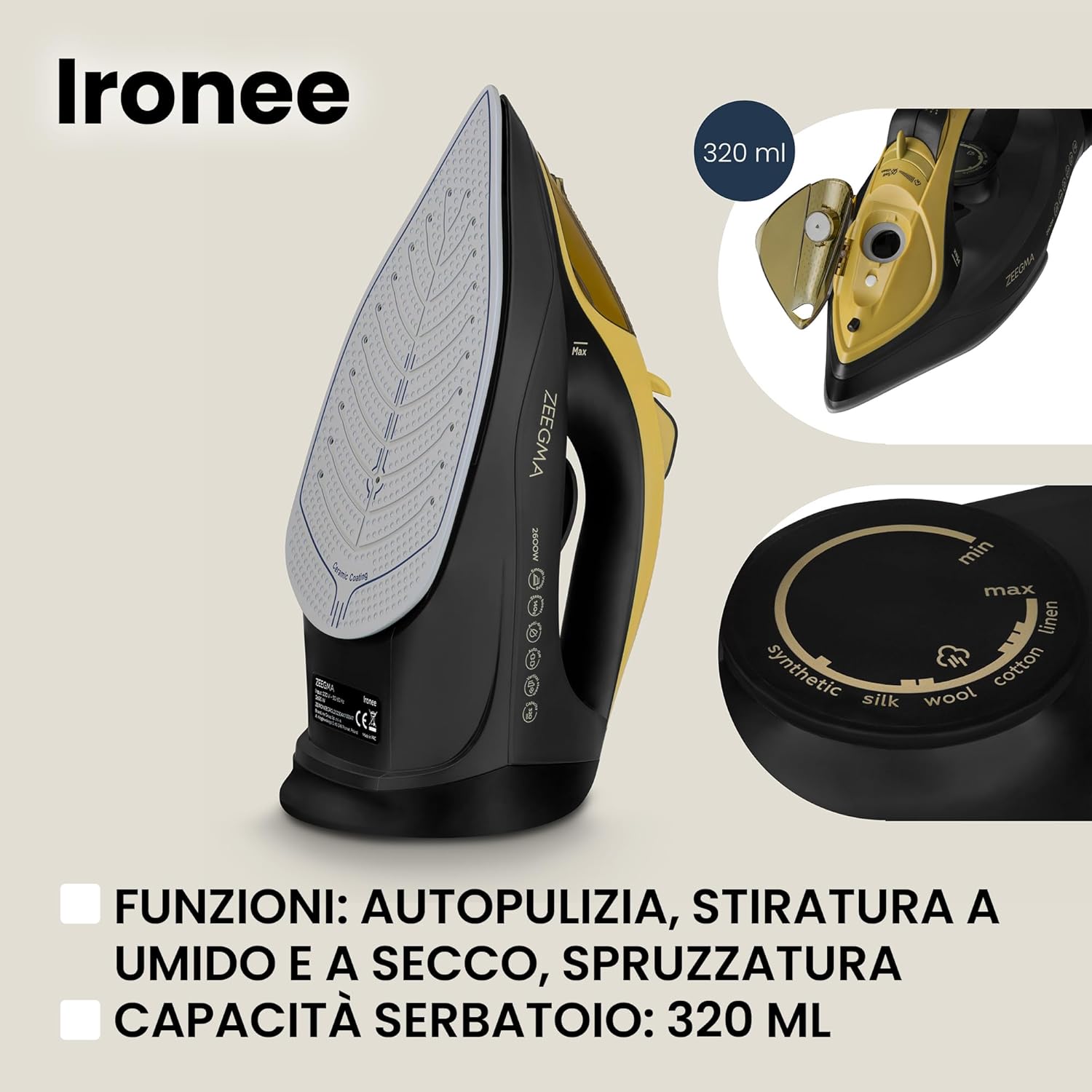 Zeegma IRONEE - Ferro da Stiro 2600W Senza Fili - immagine 5