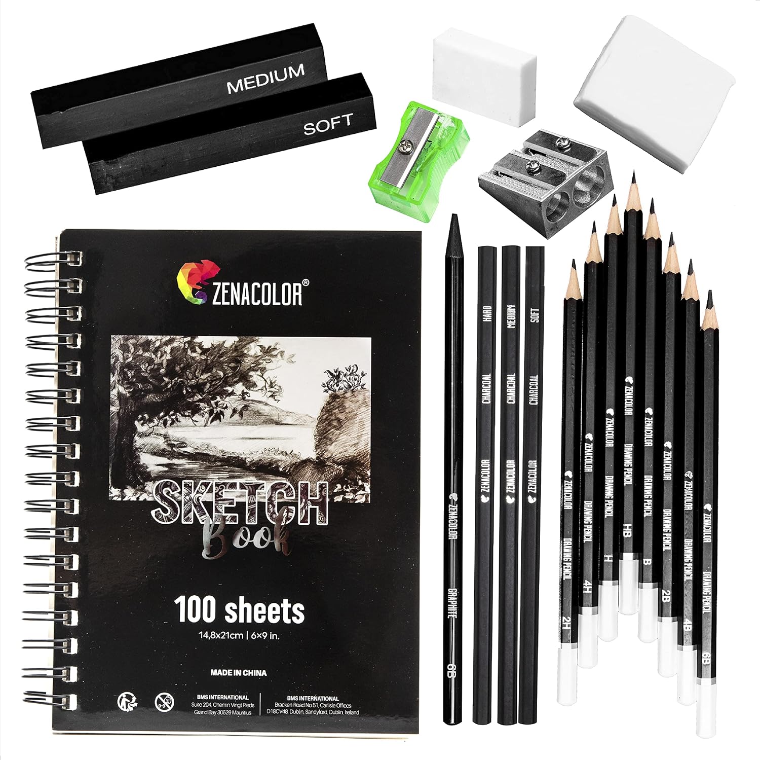 Kit Disegno per Artisti con 19 Accessori e Album - immagine 1