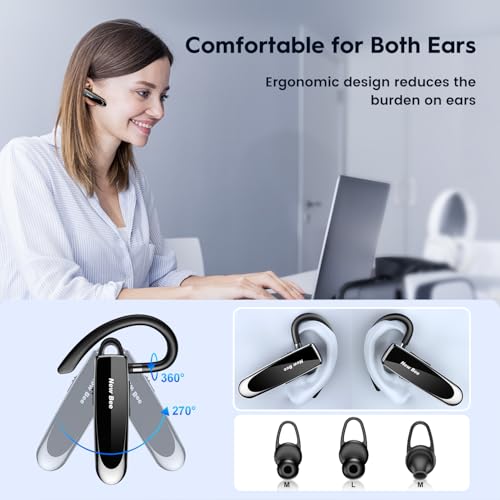 New Bee Auricolare Bluetooth Wireless Vivavoce, Nero - immagine 5