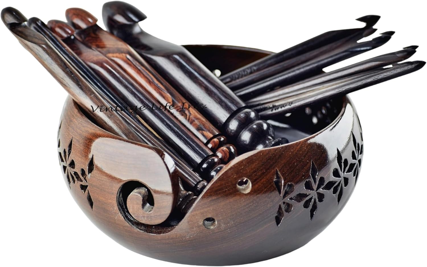 Set 15 Uncinetti in Legno con Ciotola Filato (3,5-25mm) - immagine 1