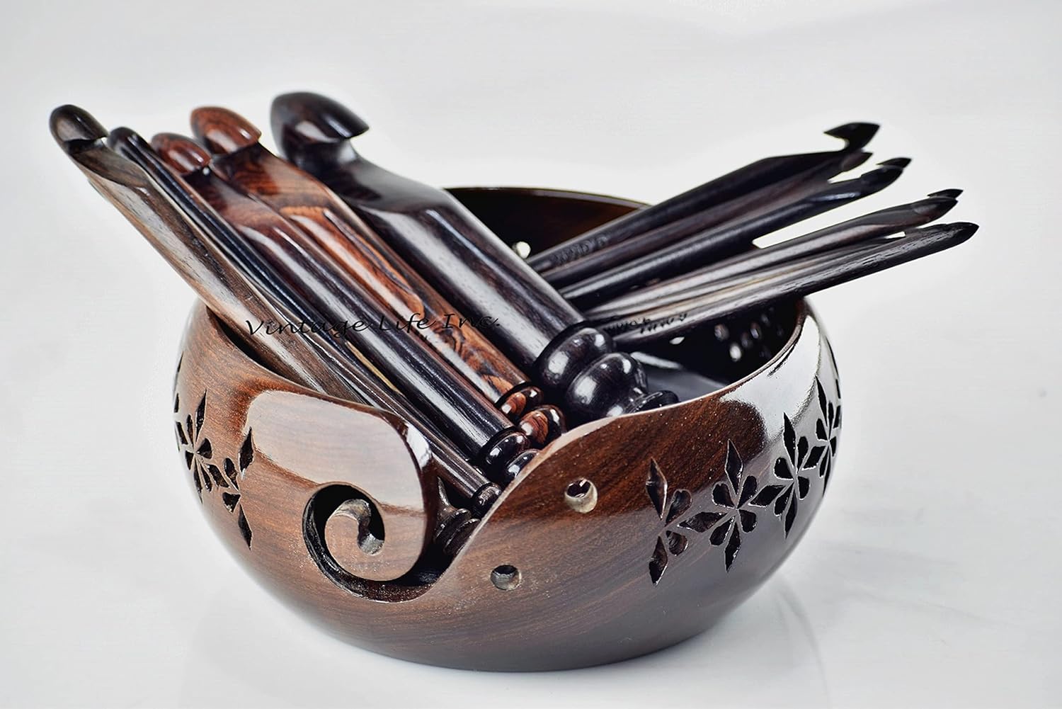 Set 15 Uncinetti in Legno con Ciotola Filato (3,5-25mm) - immagine 3