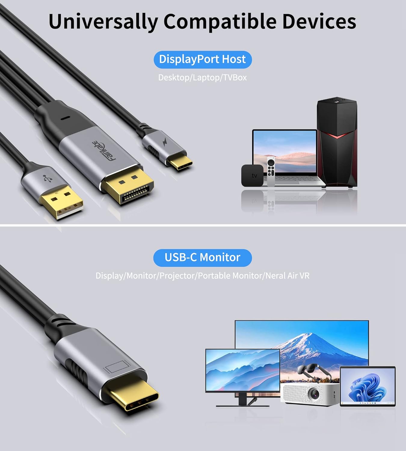 Cavo DisplayPort a USB-C 4K 60Hz 2m - immagine 7