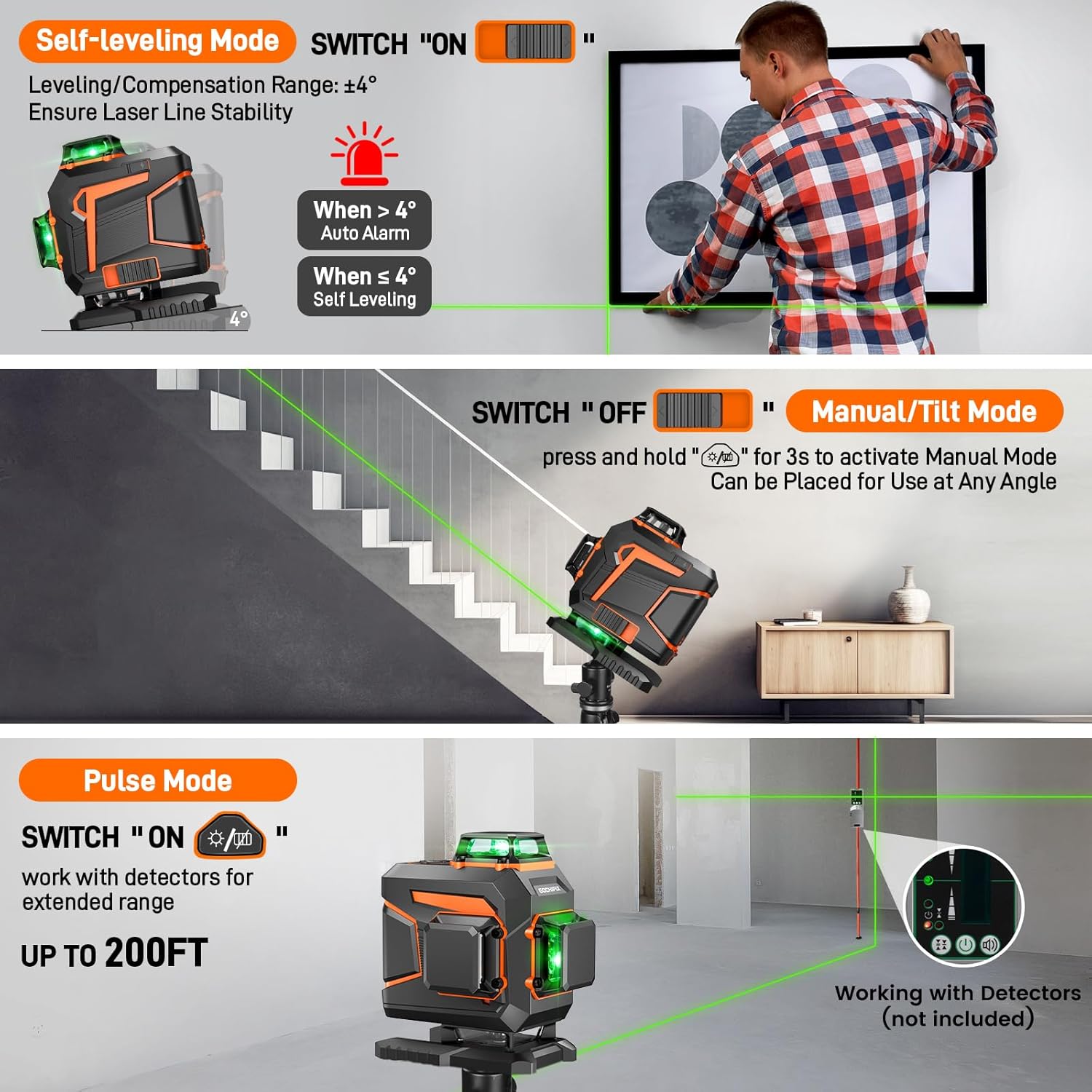 Gochifix - Livella Laser 4x360 16 Linee 4D Verde - immagine 3