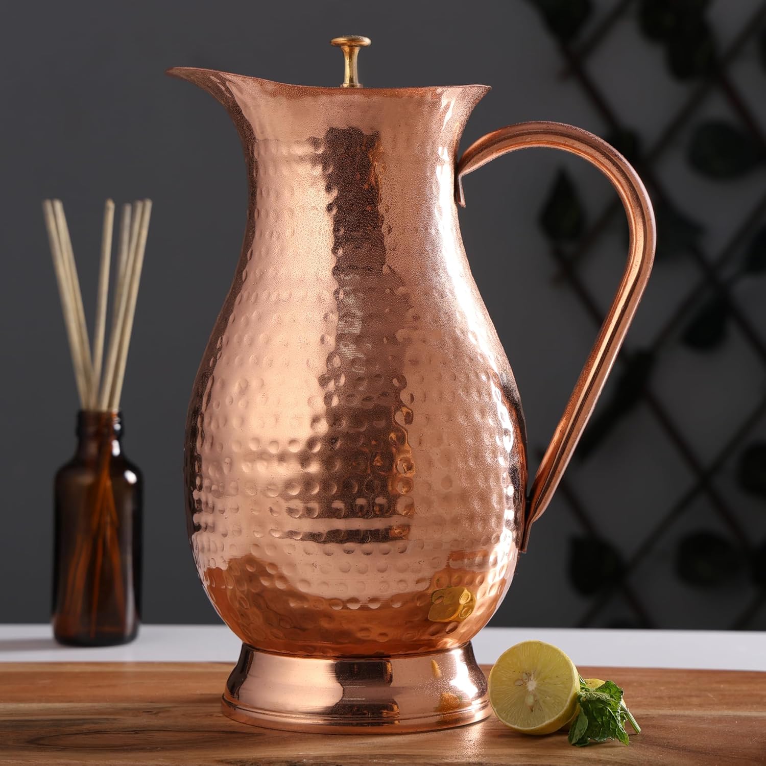 Brocca in Puro Rame Martellato con Coperchio 1800 ml - immagine 3