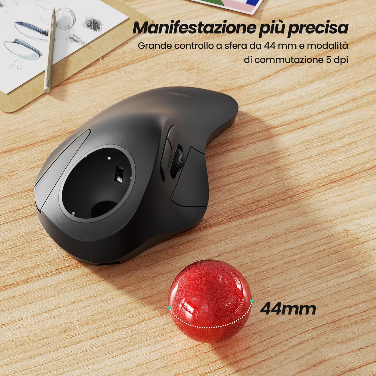 Nulea Mouse Trackball Wireless Ergonomico - immagine 4