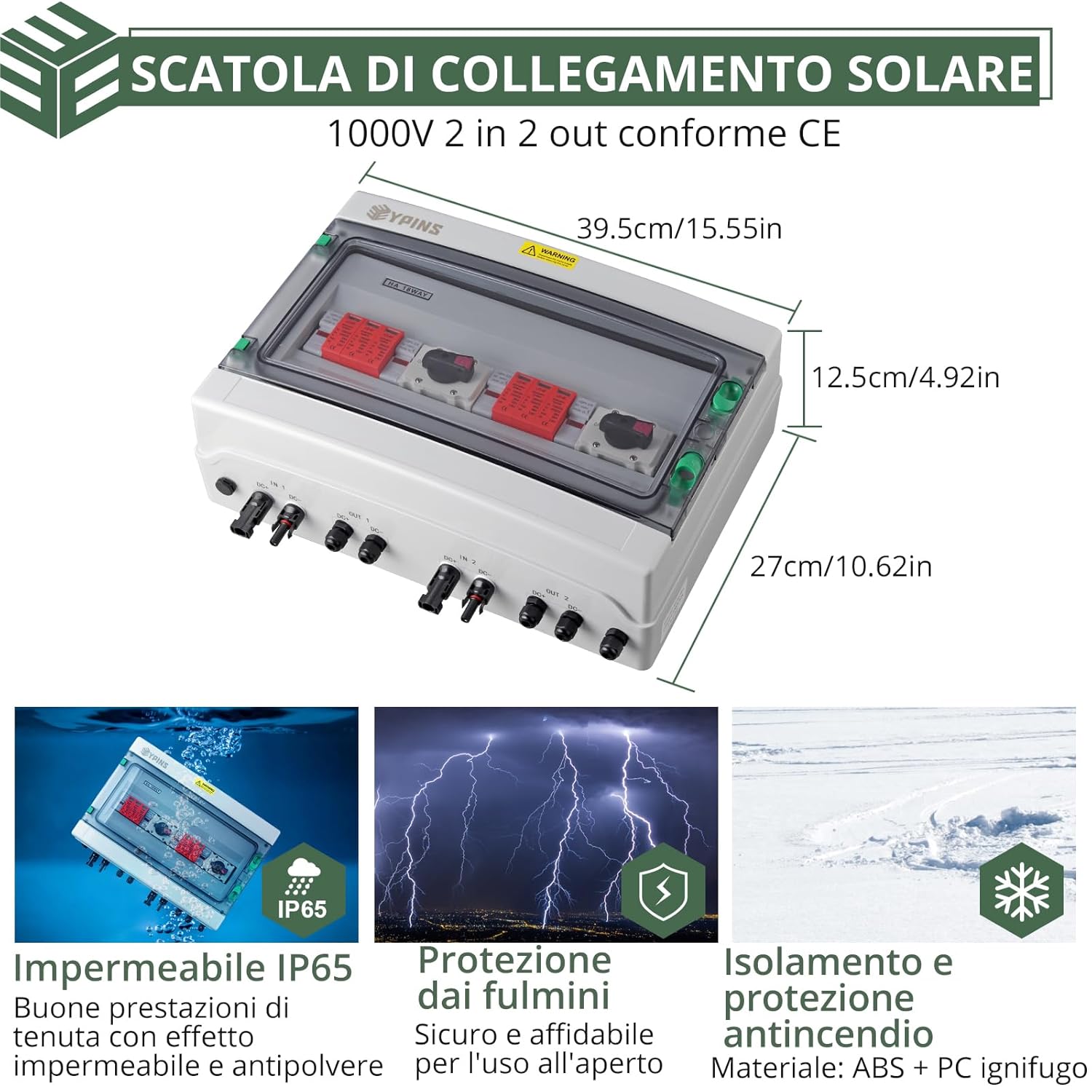 Eypins Scatola di Collegamento Solare PV DC 1000V - immagine 2