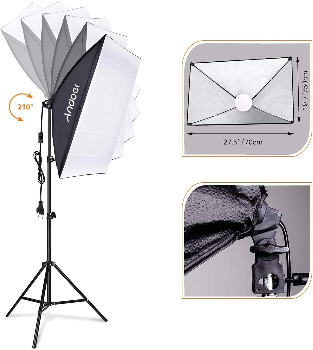 Softbox Andoer - Set Luci Fotografiche con Telecomando - immagine 3