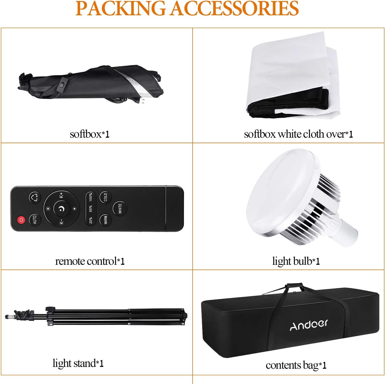 Softbox Andoer - Set Luci Fotografiche con Telecomando - immagine 7