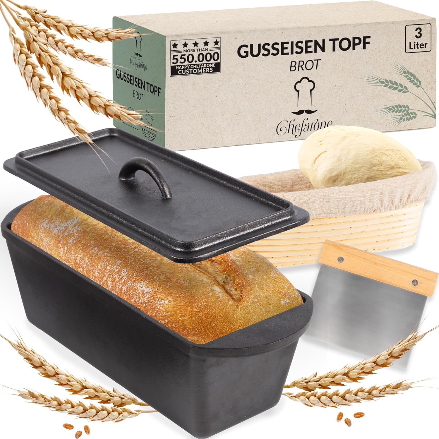 Chefarone Stampo per Pane in Ghisa con Coperchio 28x12cm - immagine 1