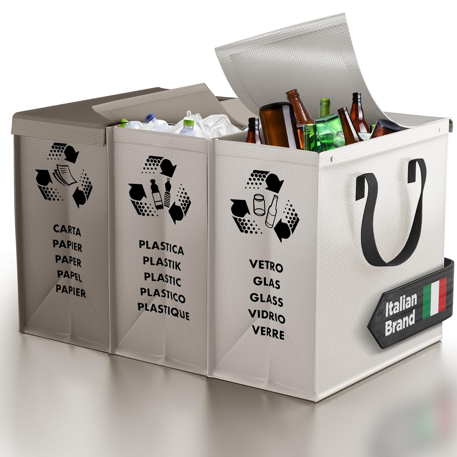 Ptms® Borse Raccolta Differenziata con Coperchio, 3 Bidoni - immagine 1