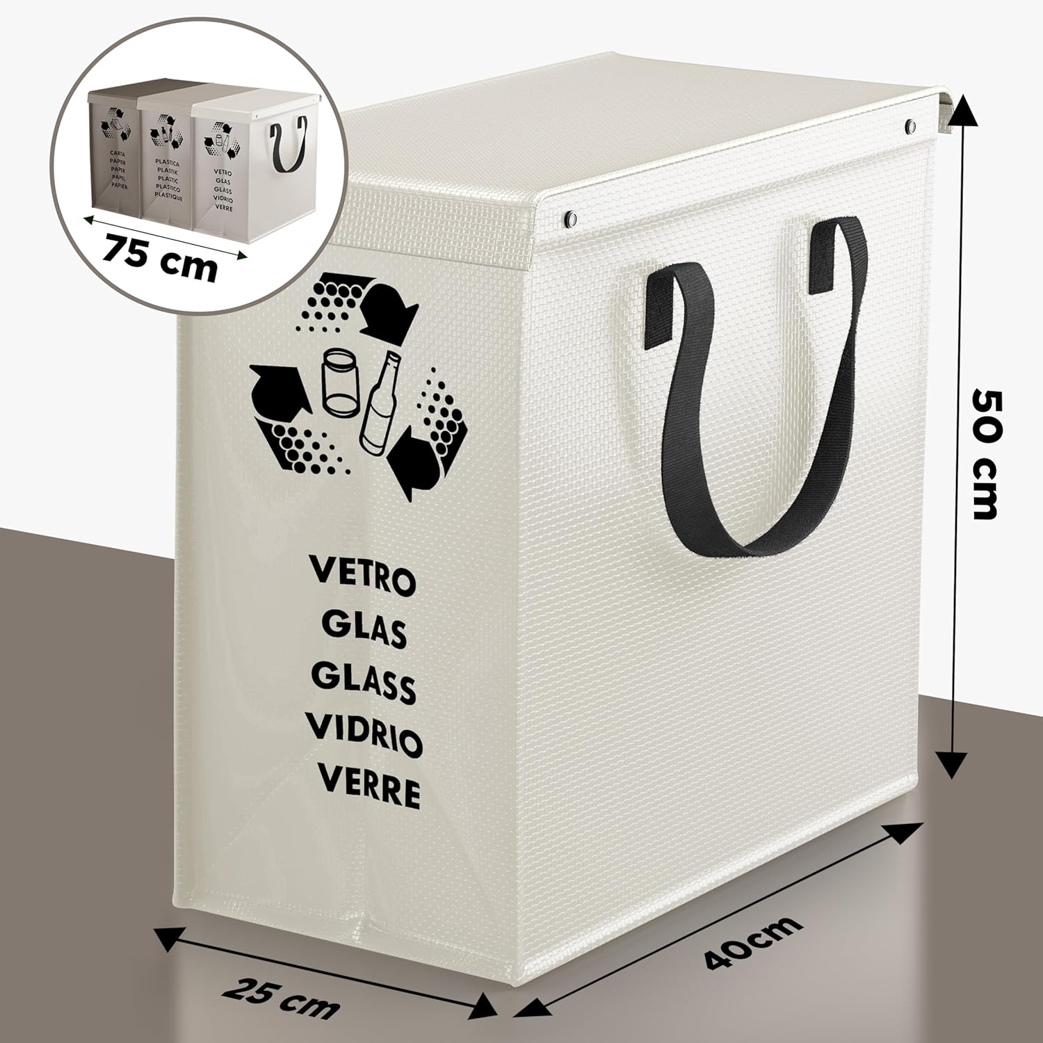 Ptms® Borse Raccolta Differenziata con Coperchio, 3 Bidoni - immagine 2